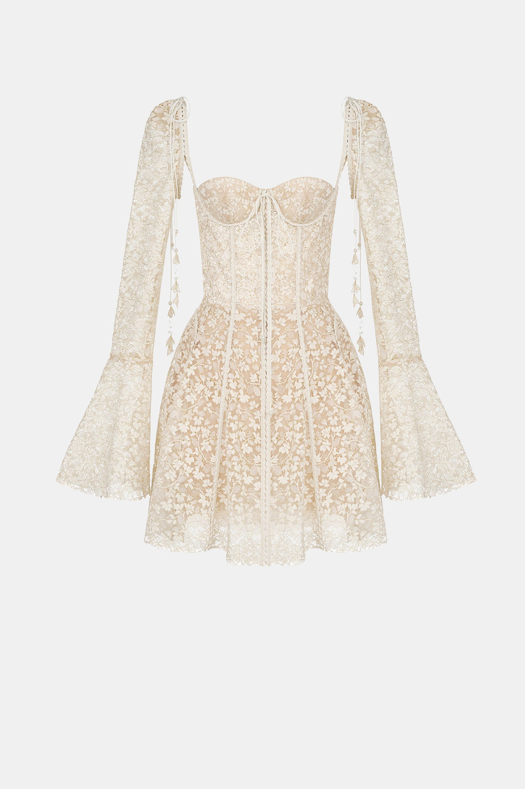 Beige Lace Mini Dress