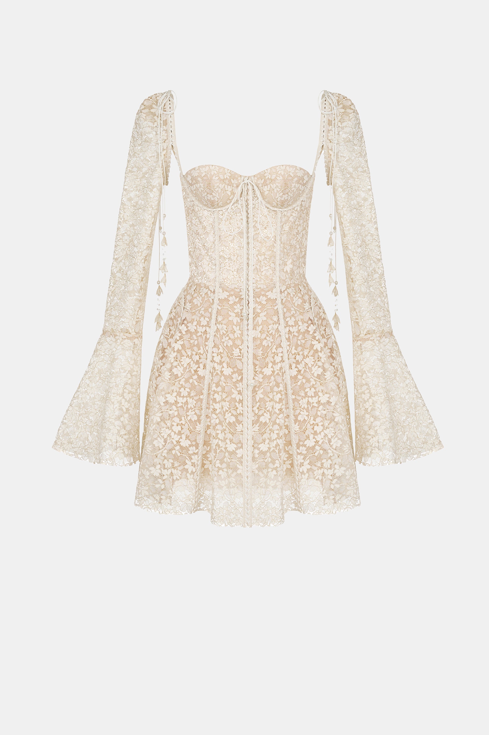 Beige Lace Mini Dress