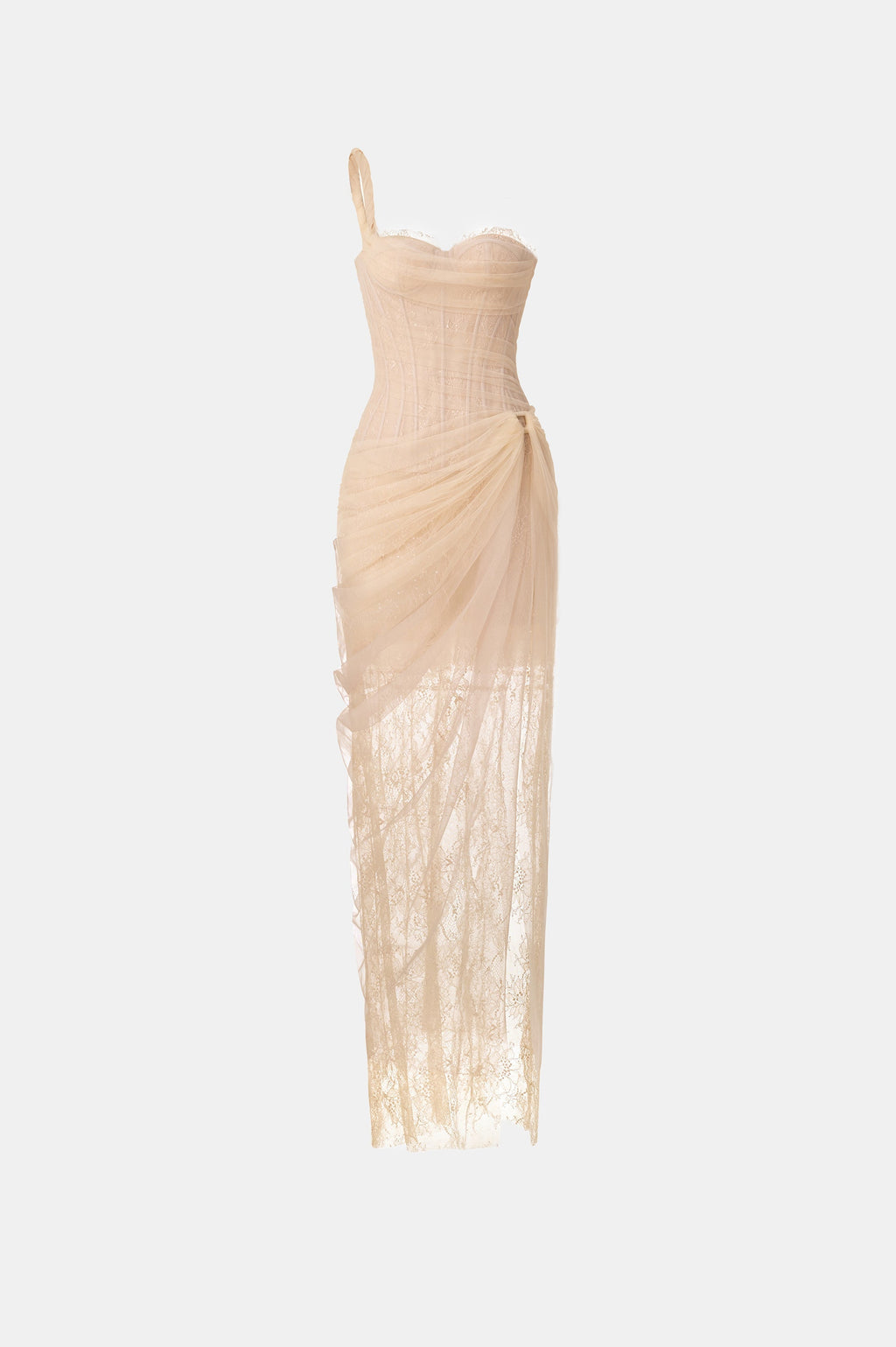 MARA BEIGE LACE CORSET DRESS