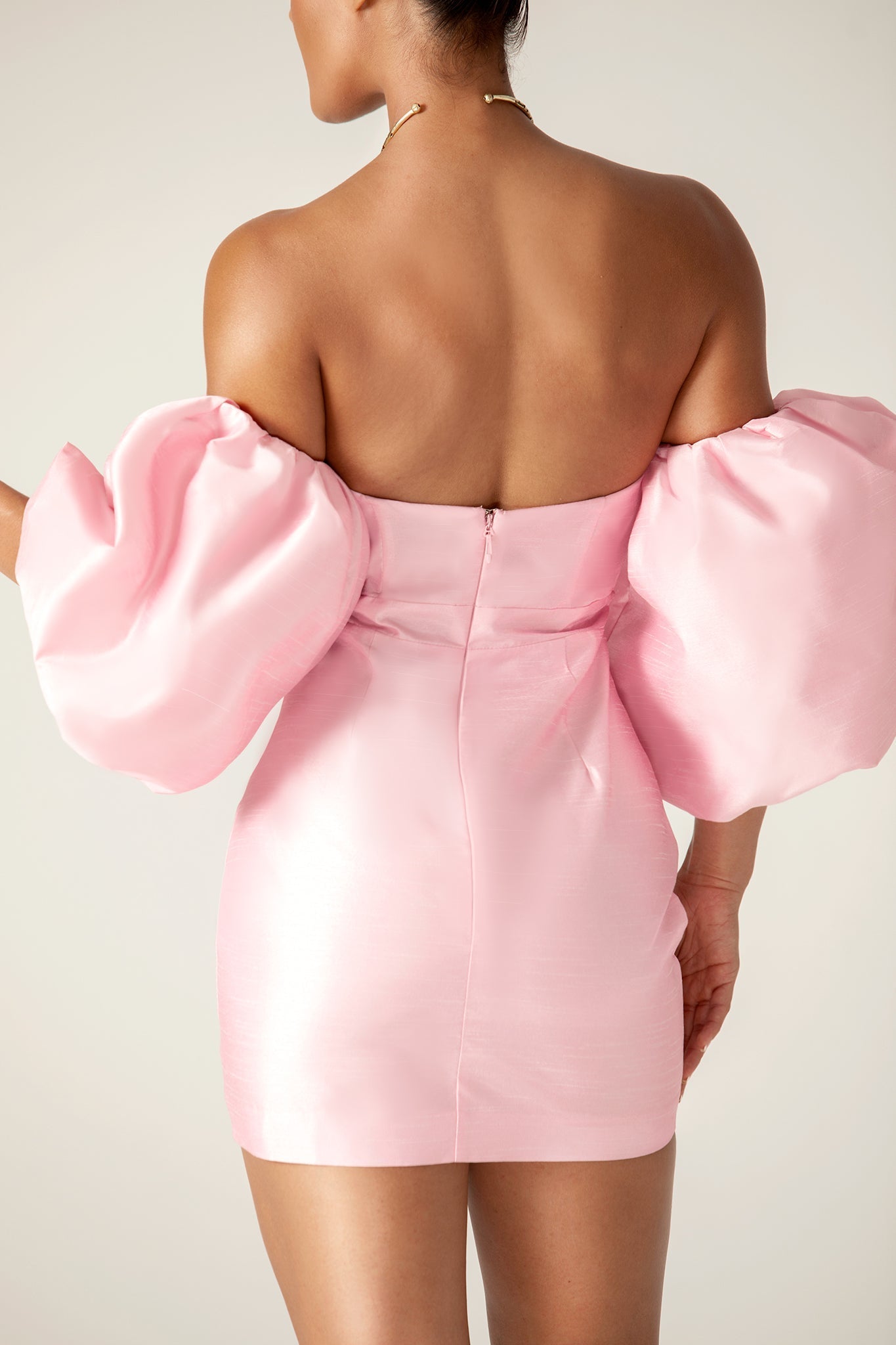 Kayla Dupioni Puff Sleeve Mini Dress