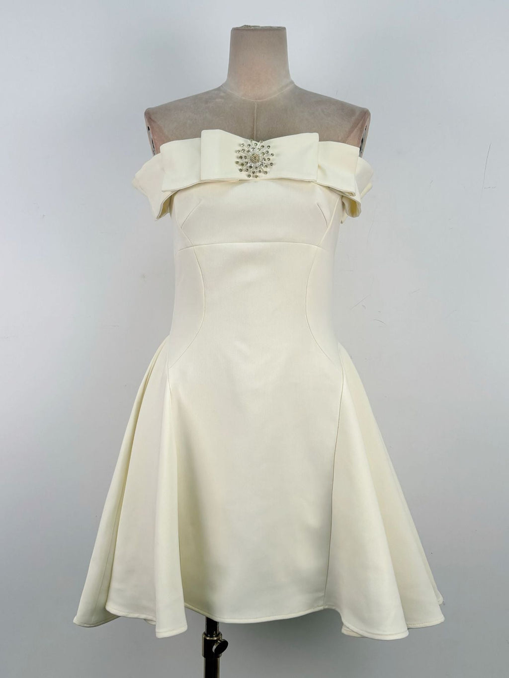 A-line Open Shoulder Tweed Mini Dress