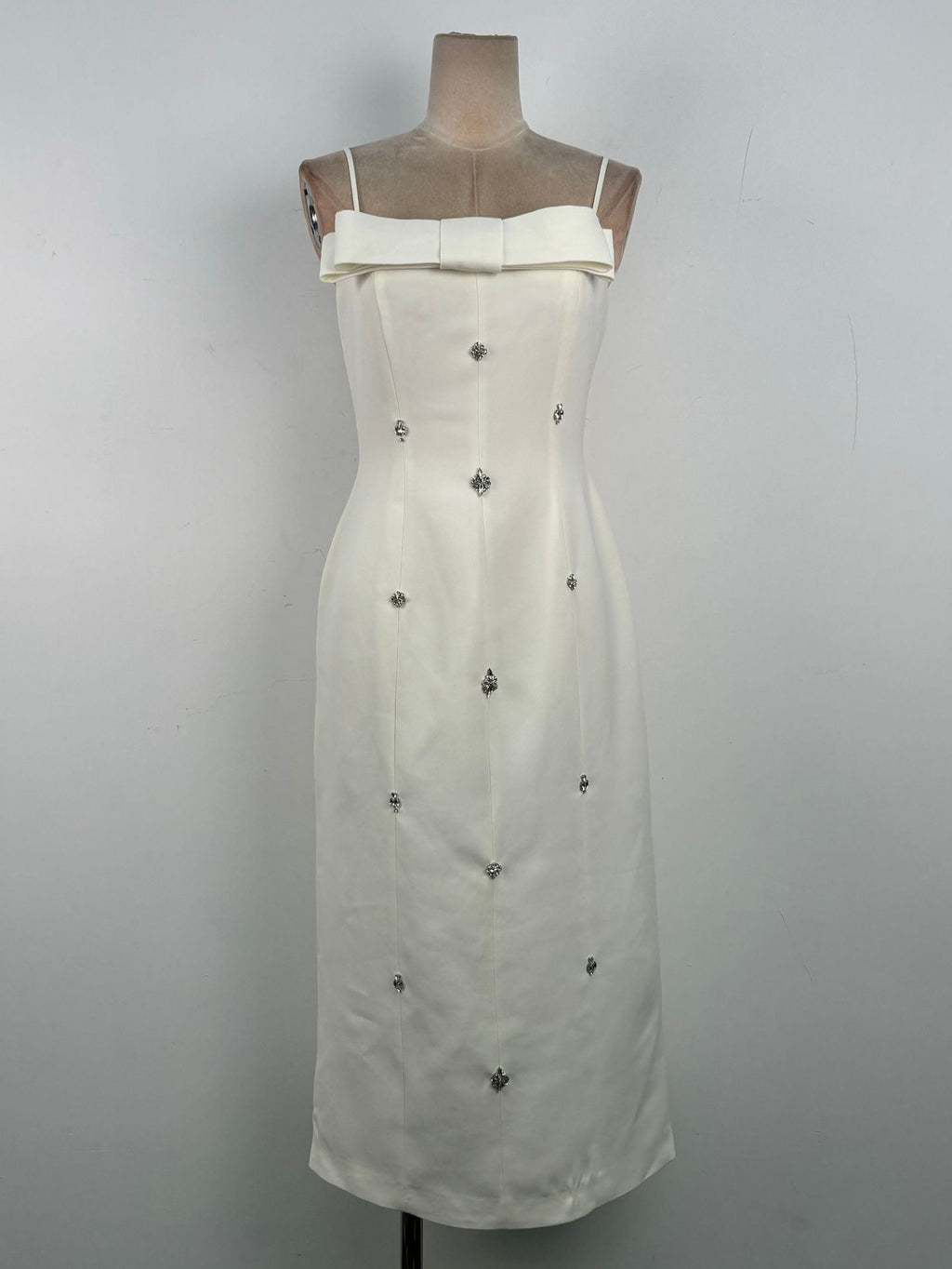 Sheath Straight Across Neck Taffeta Midi Dress