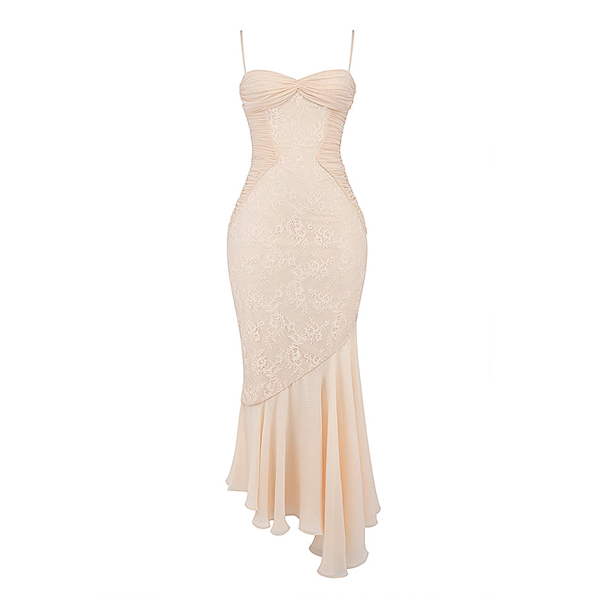 Audrey chiffon & lace midi dress