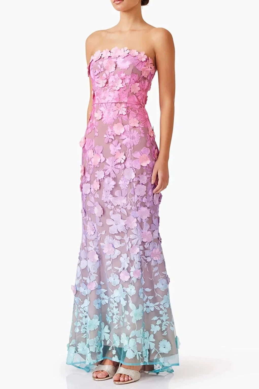 Off-Shoulder Sleeveless Gradient Dress