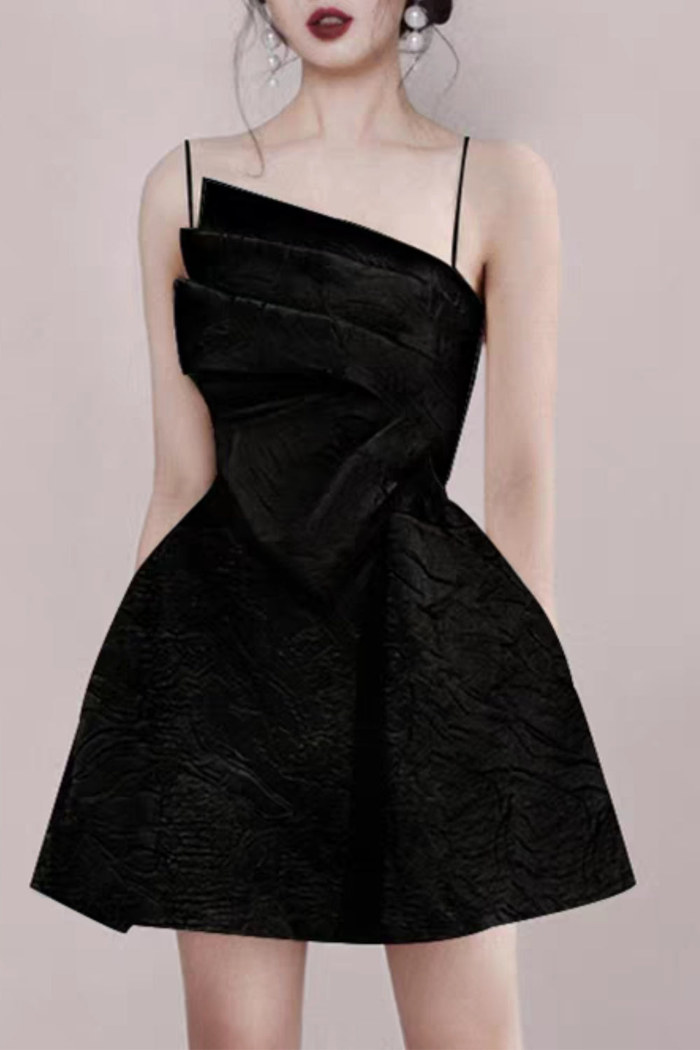 STRAPY HEM MINI DRESS IN BLACK