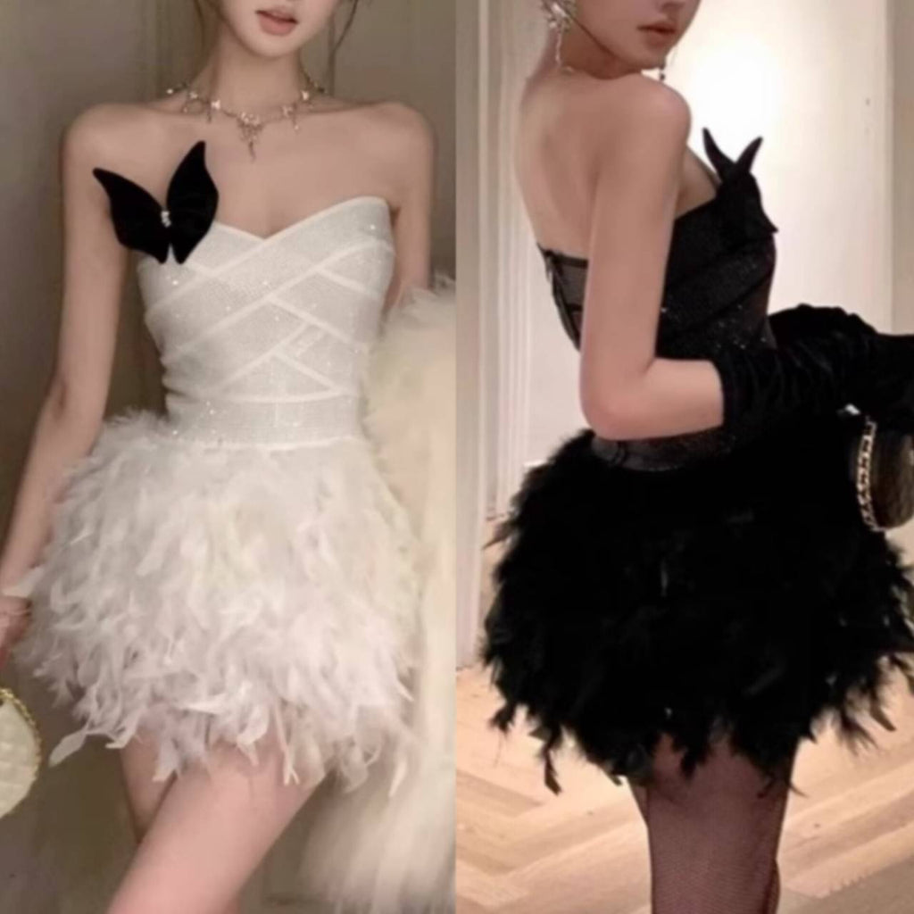 Alisa Feather Mini Dress