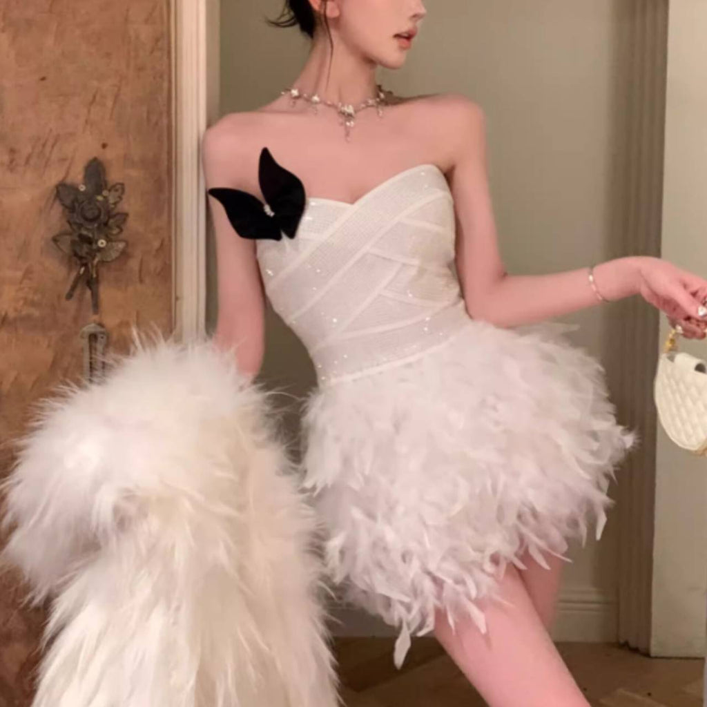 Alisa Feather Mini Dress