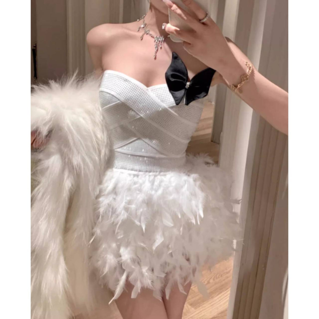 Alisa Feather Mini Dress
