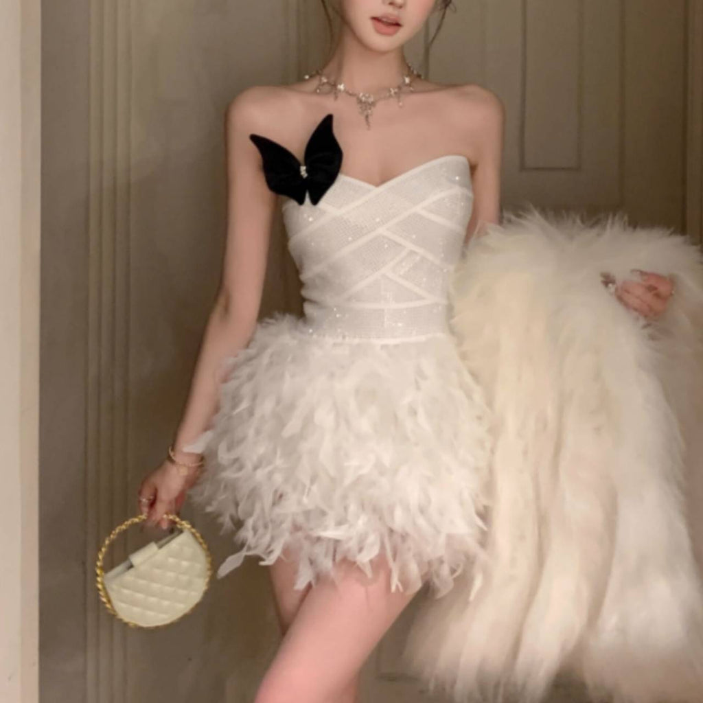 Alisa Feather Mini Dress