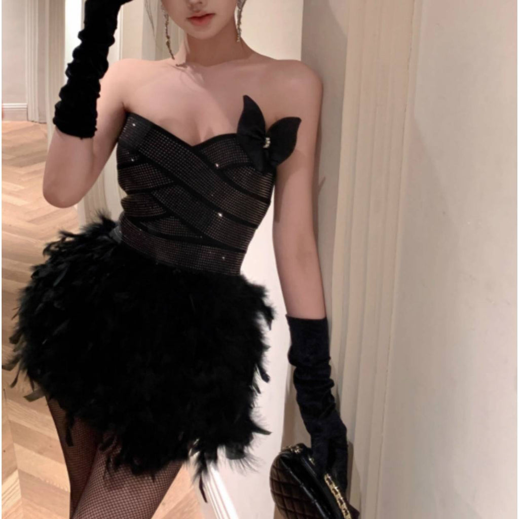 Alisa Feather Mini Dress