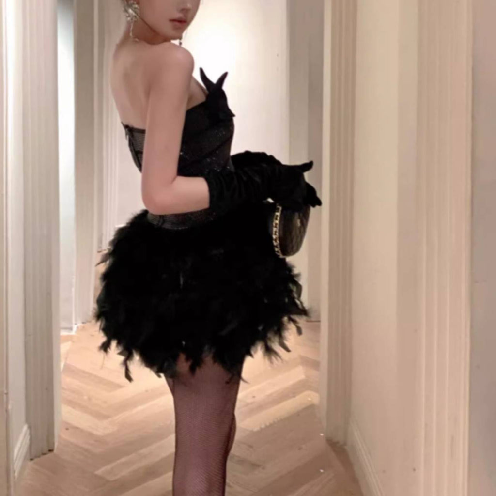 Alisa Feather Mini Dress