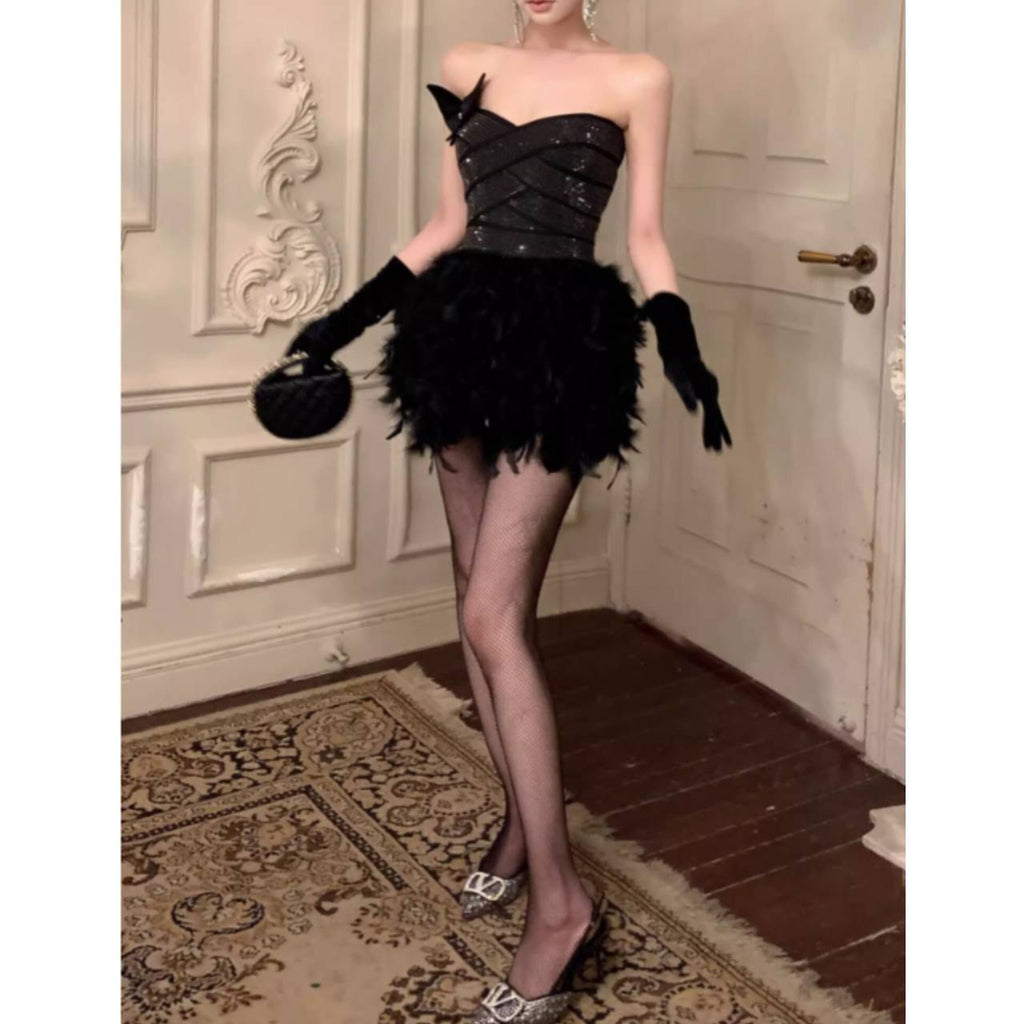 Alisa Feather Mini Dress