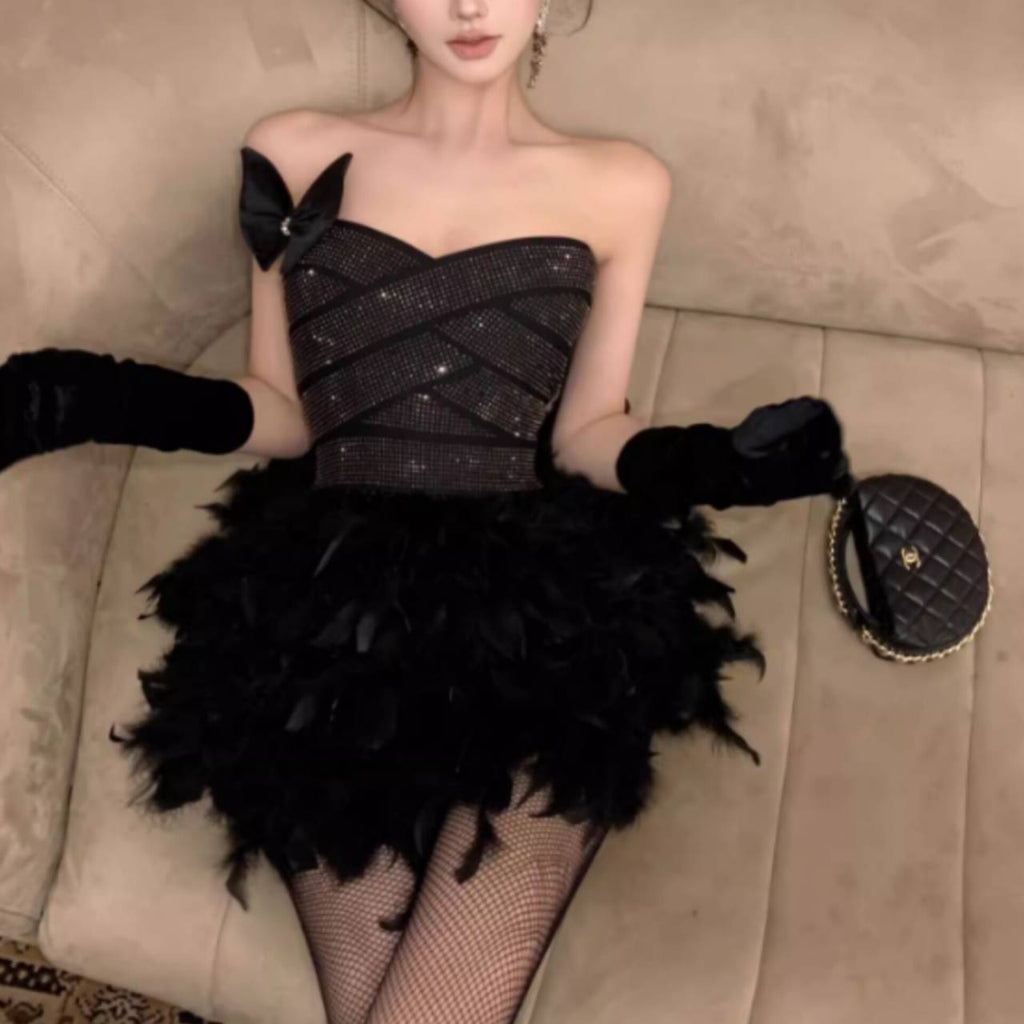 Alisa Feather Mini Dress