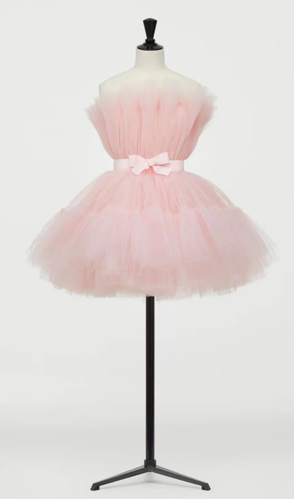 LAYERED STRAPLESS MINI DRESS IN light PINK