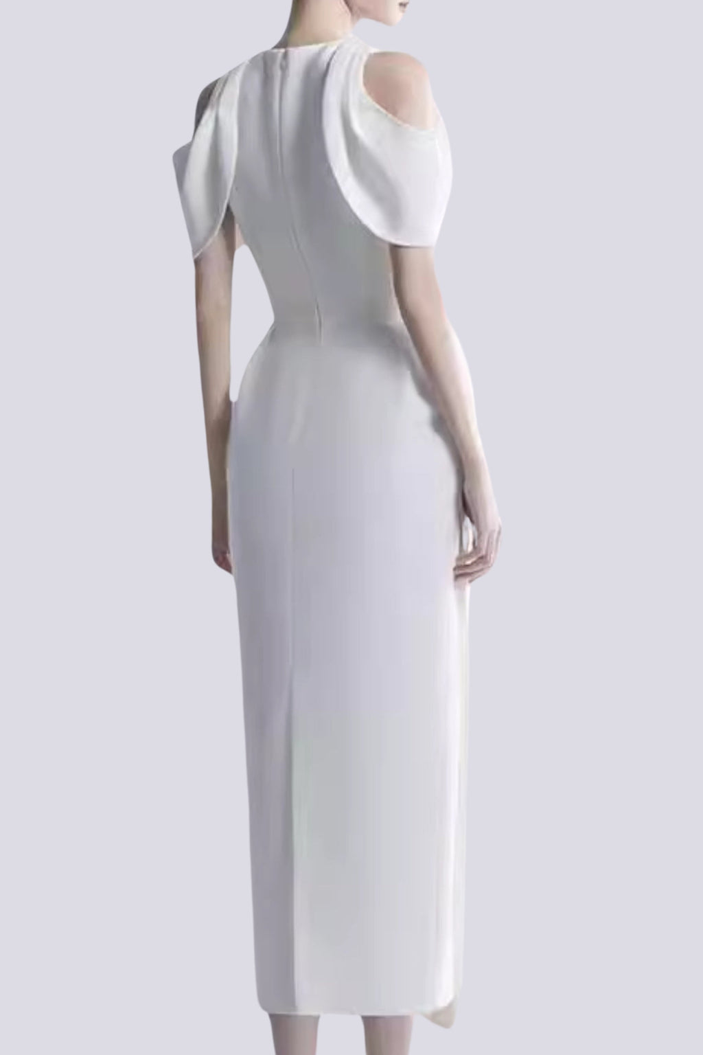 CHAELI WHITE EMBELLISHED MIDI DRESS