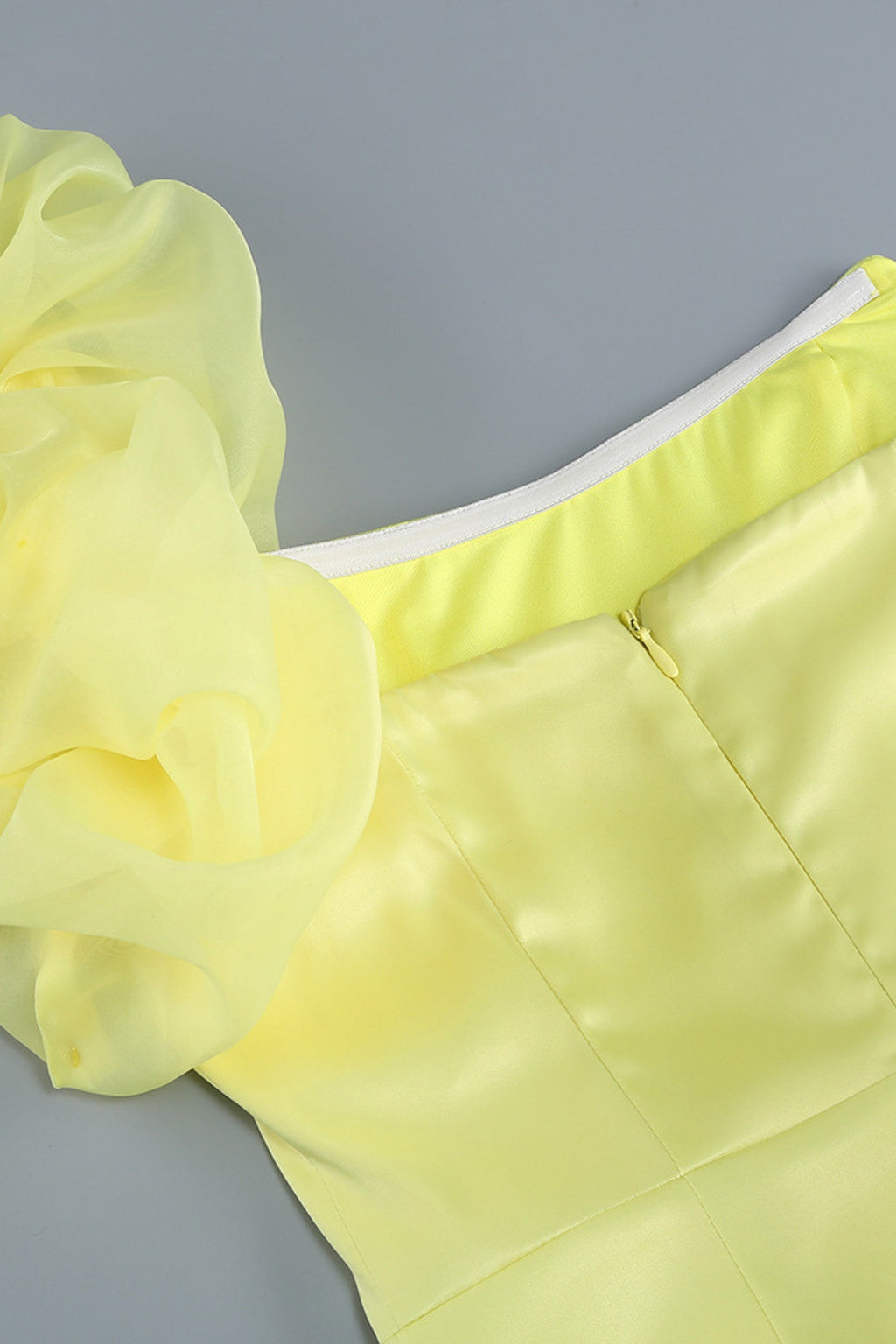 One shoulder ruffle mini dress in yellow