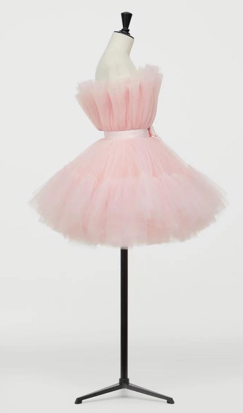 LAYERED STRAPLESS MINI DRESS IN light PINK