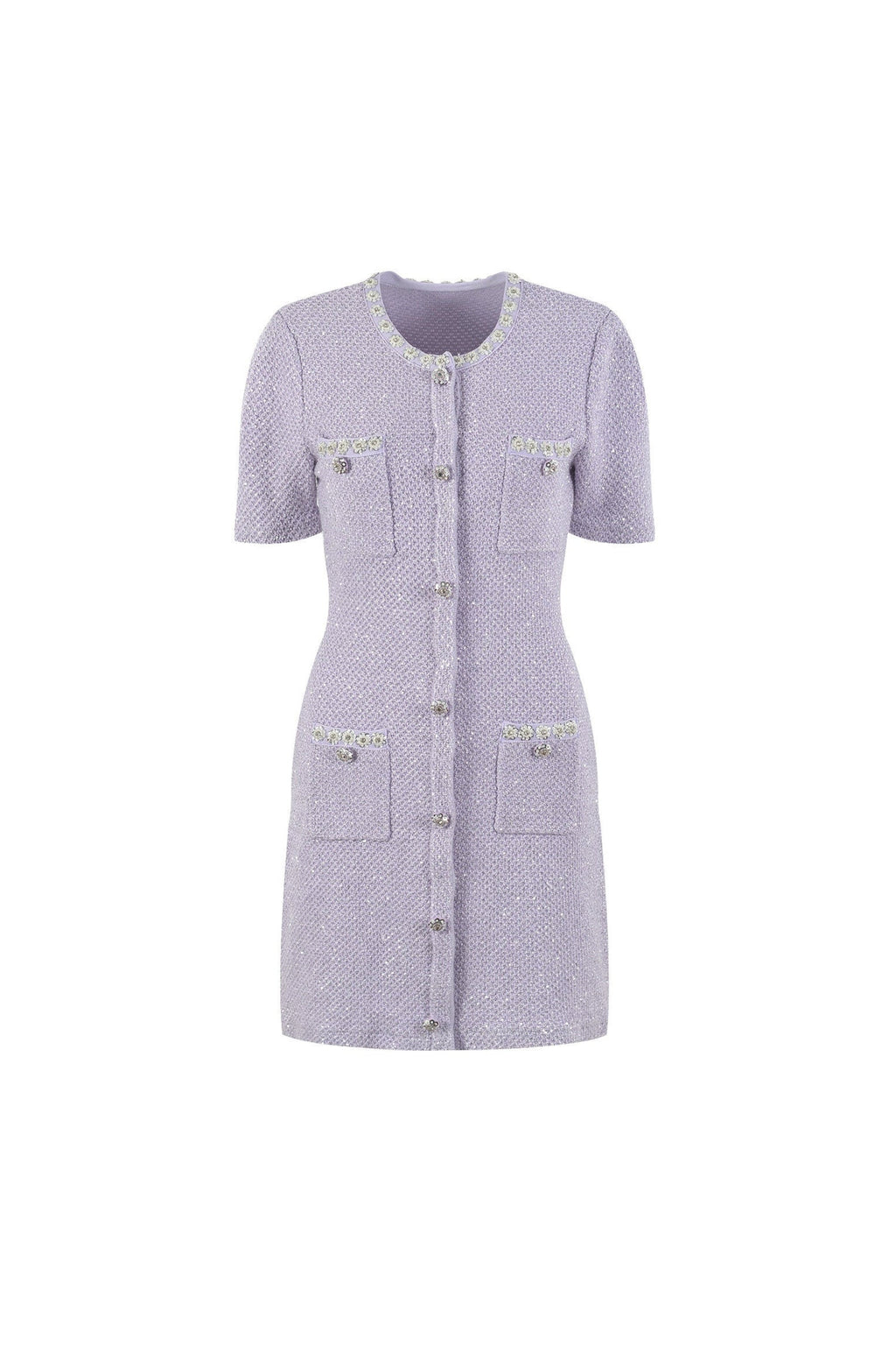 Sequin-Embellished Knitted Mini Dress