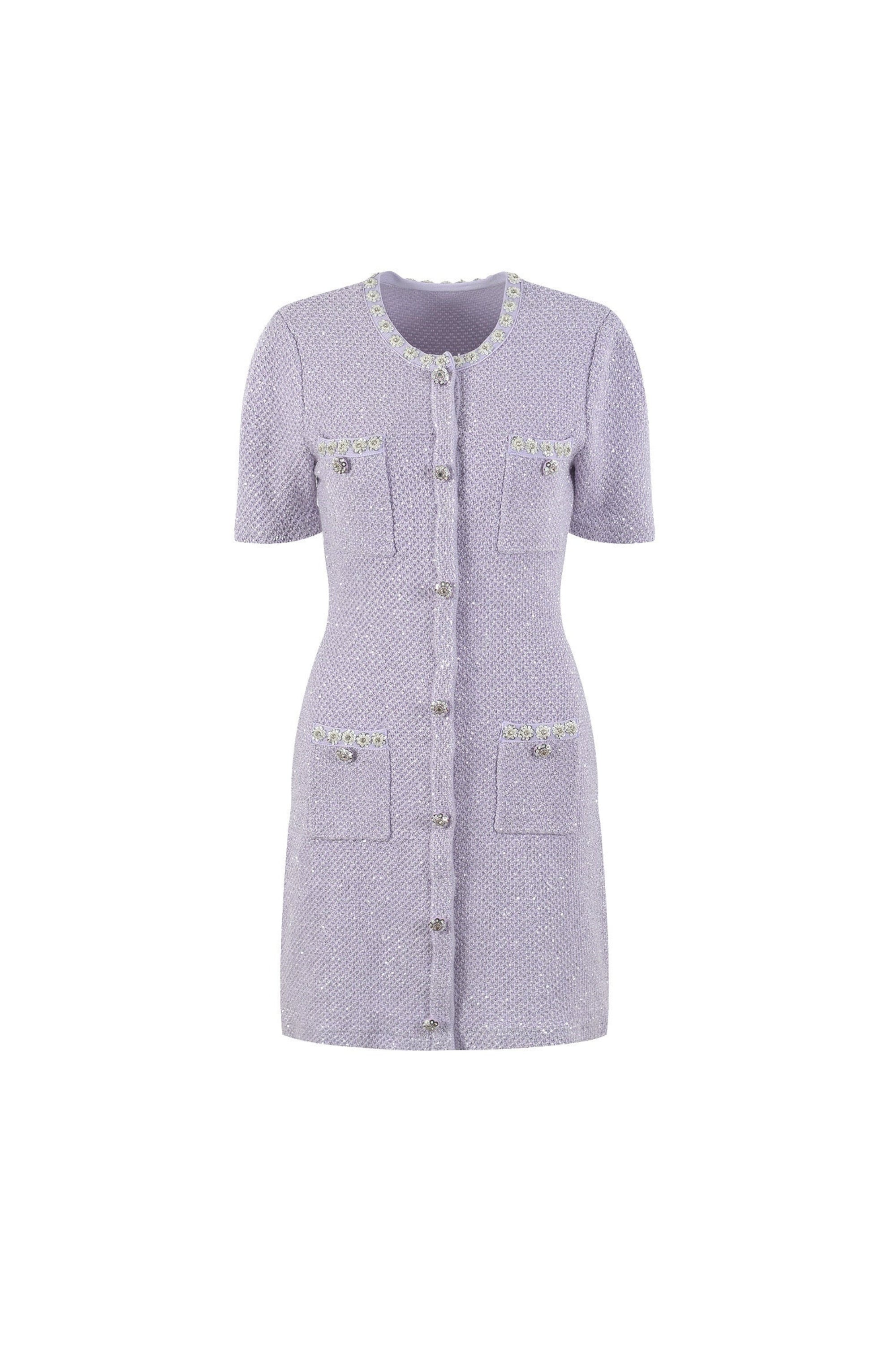 Sequin-Embellished Knitted Mini Dress