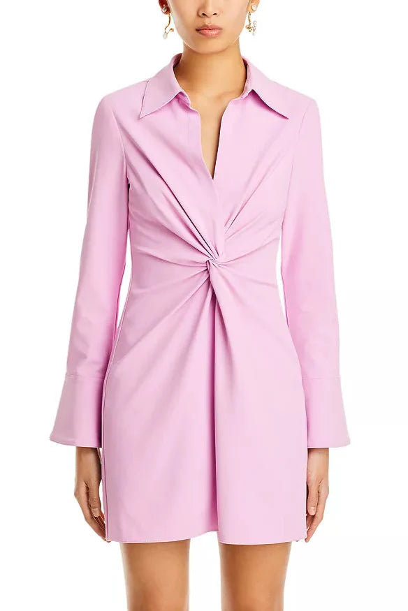ruched shirt mini dress in pink