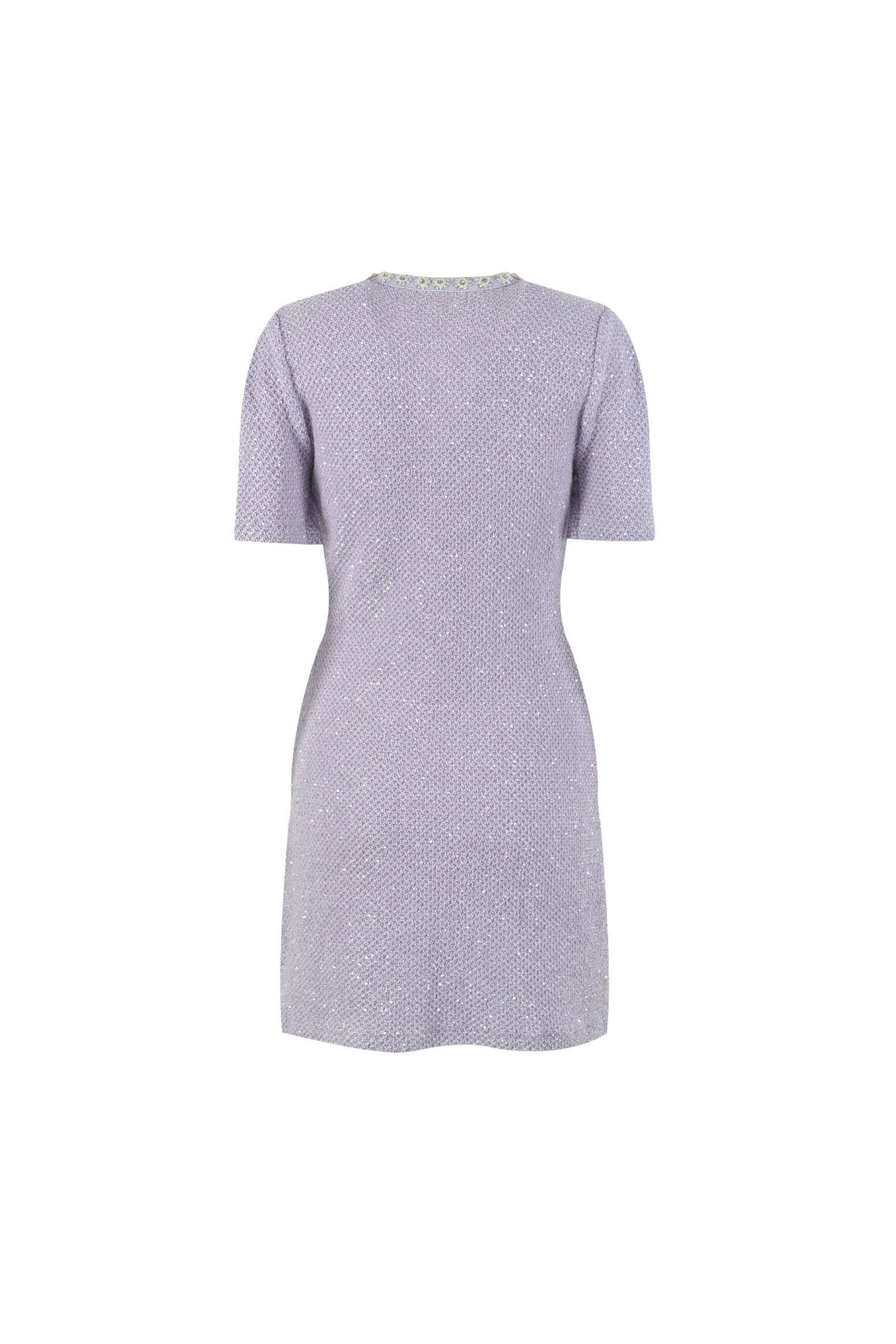Sequin-Embellished Knitted Mini Dress