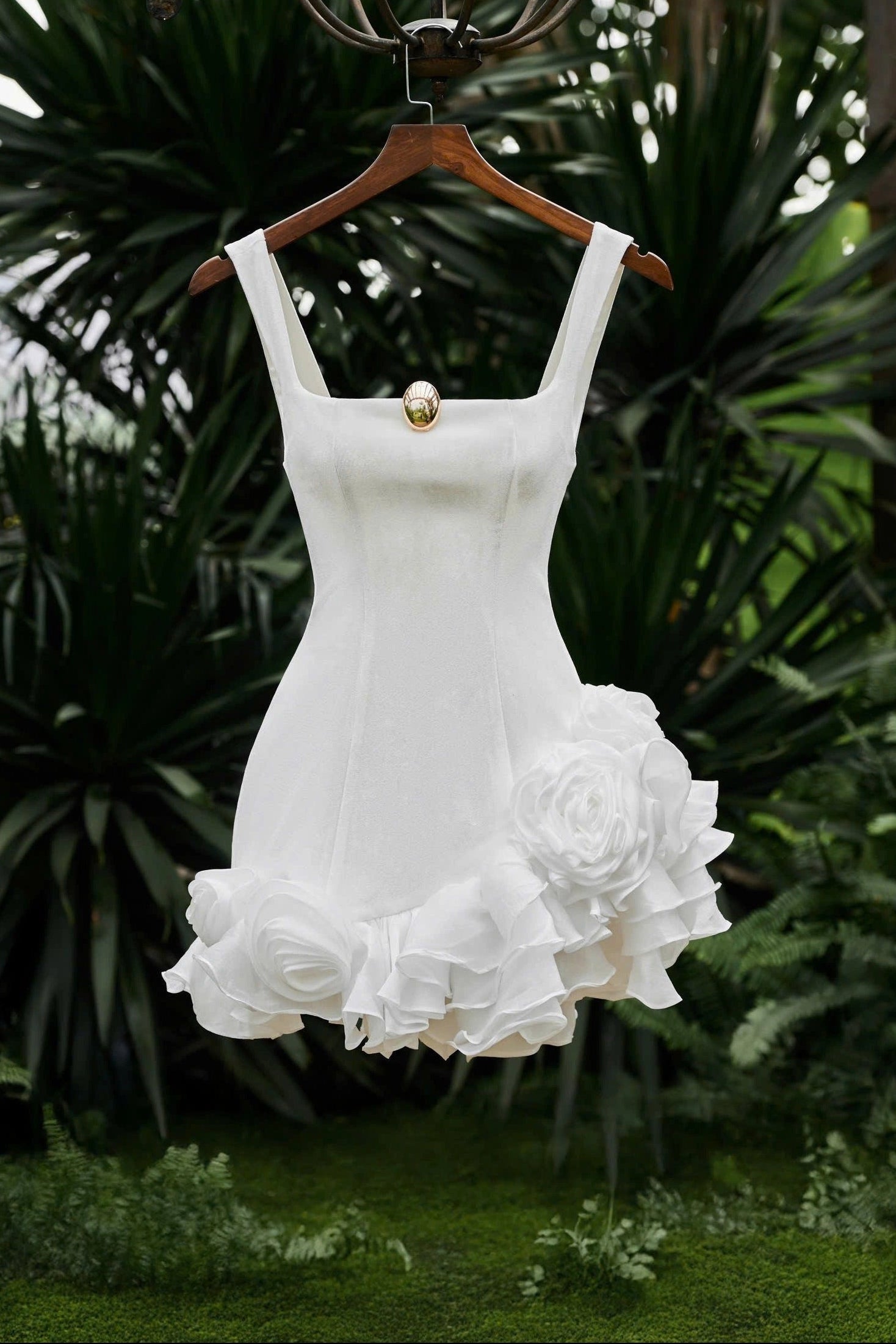 renata square neck flower velvet mini dress