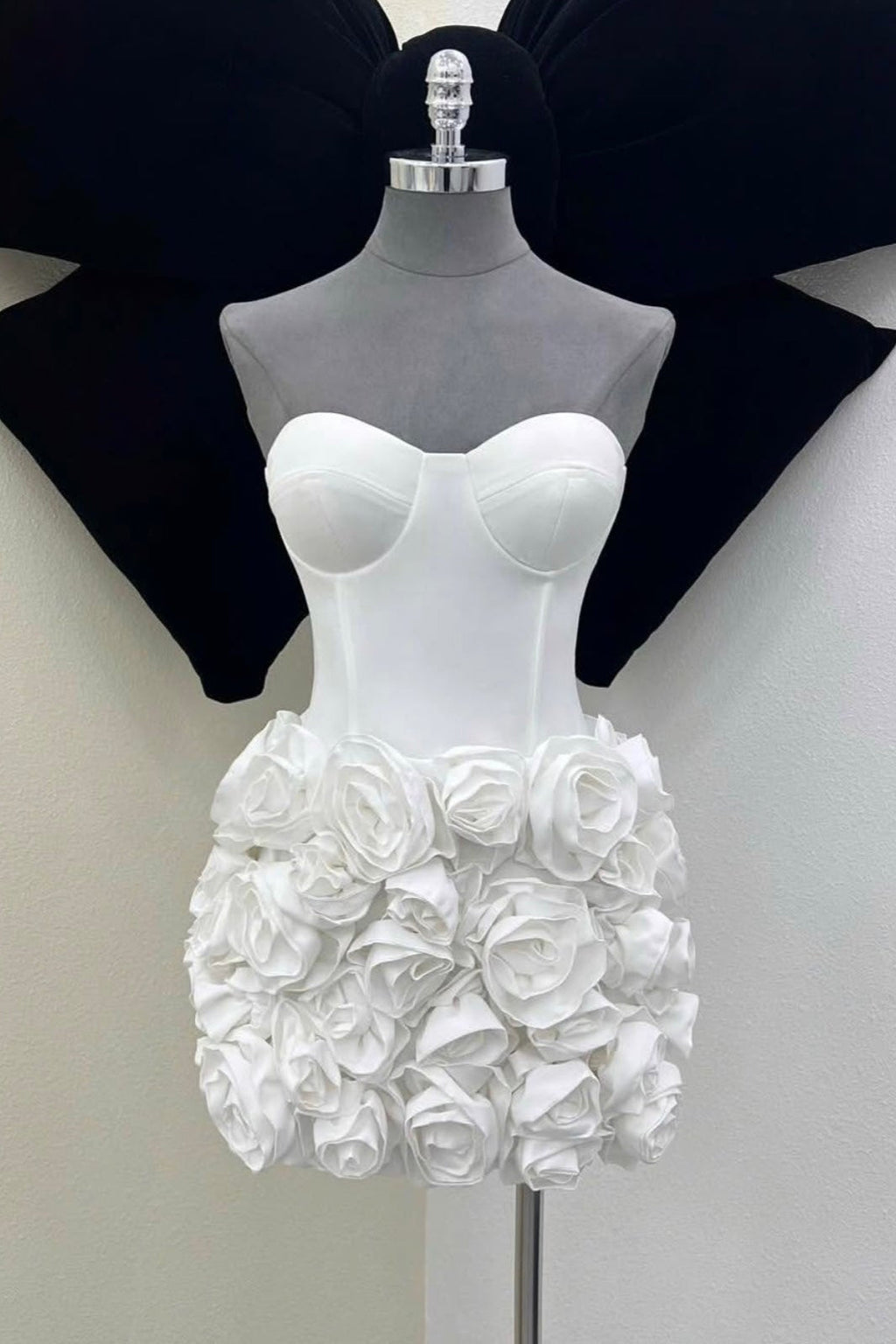 Chanelle Flower Mini Dress In White