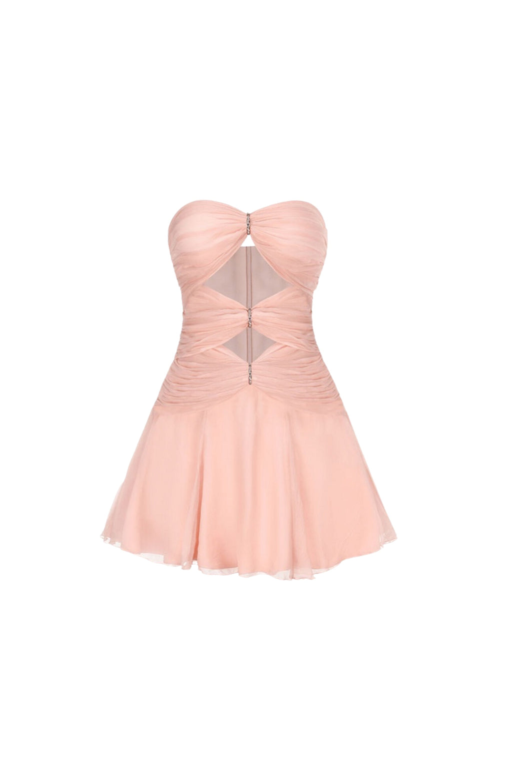 CUT-OUT PLEATED OFF-SHOULDER MINI DRESS IN PINK