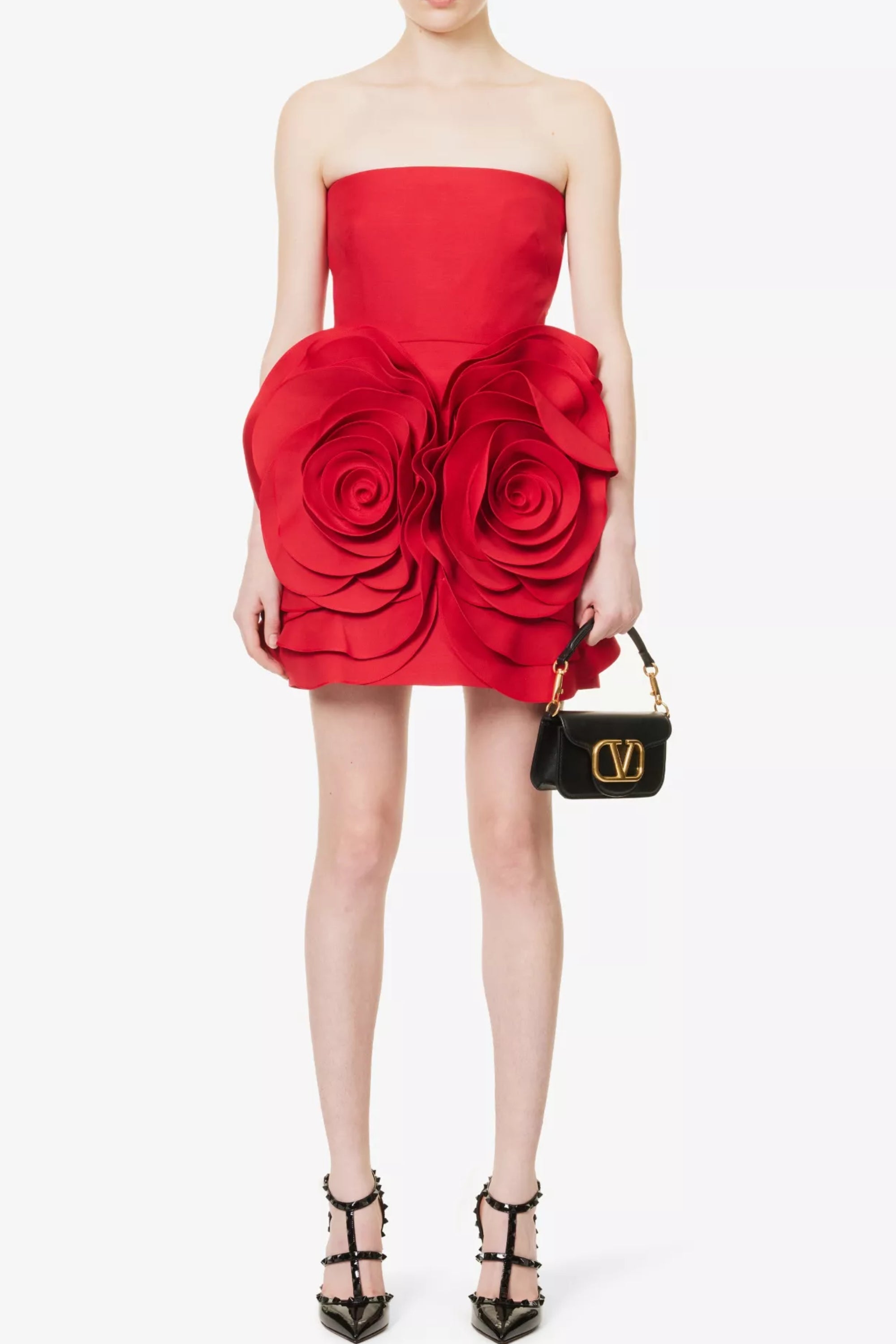 Red flower mini dress