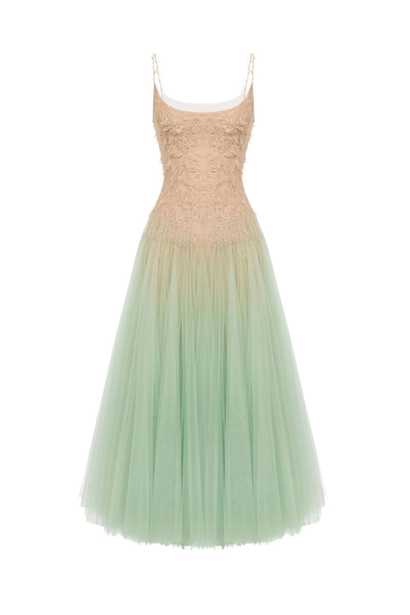 MINT OMBRE LACE MIDI DRESS