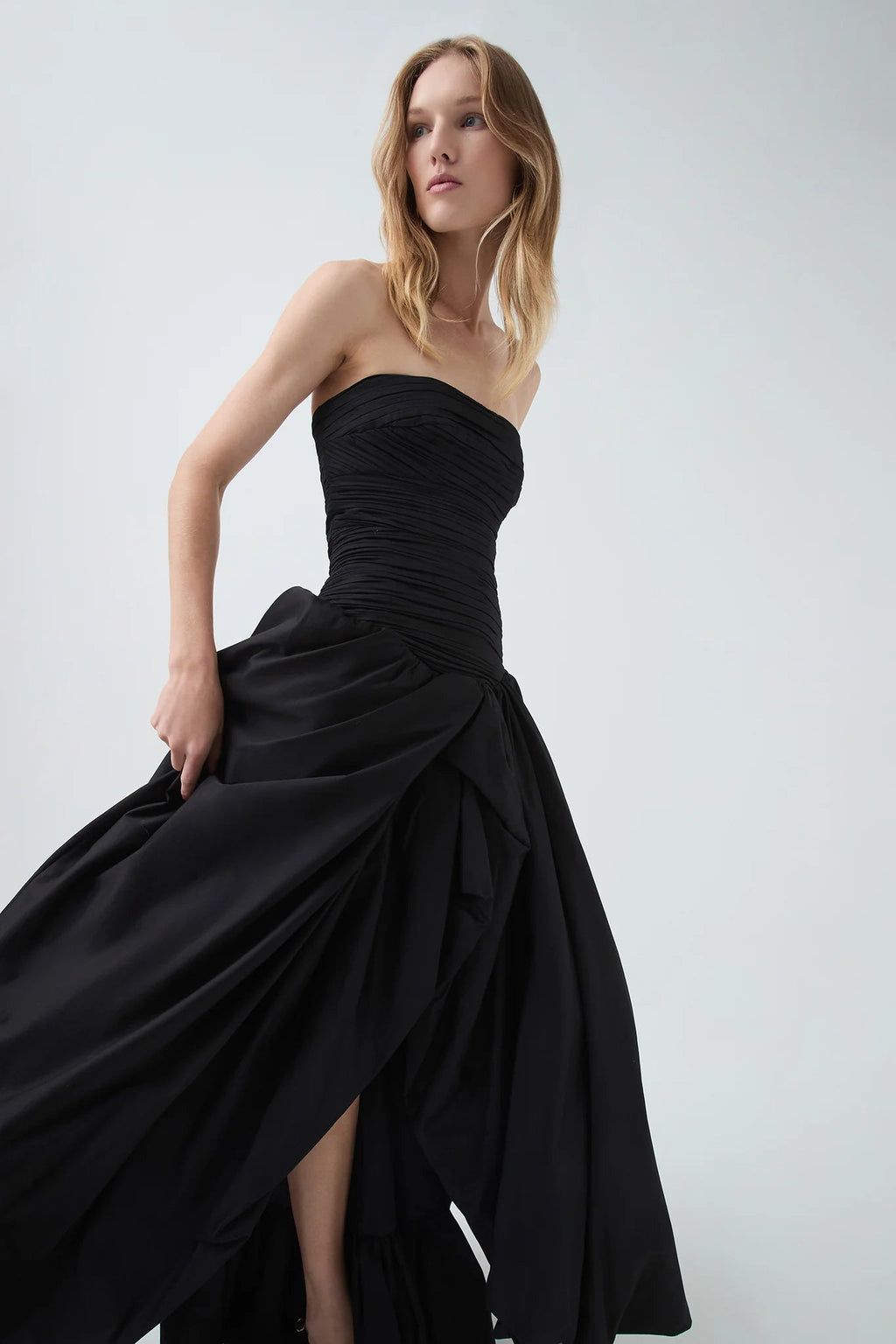nancy Bubble Hem Maxi Dress in black