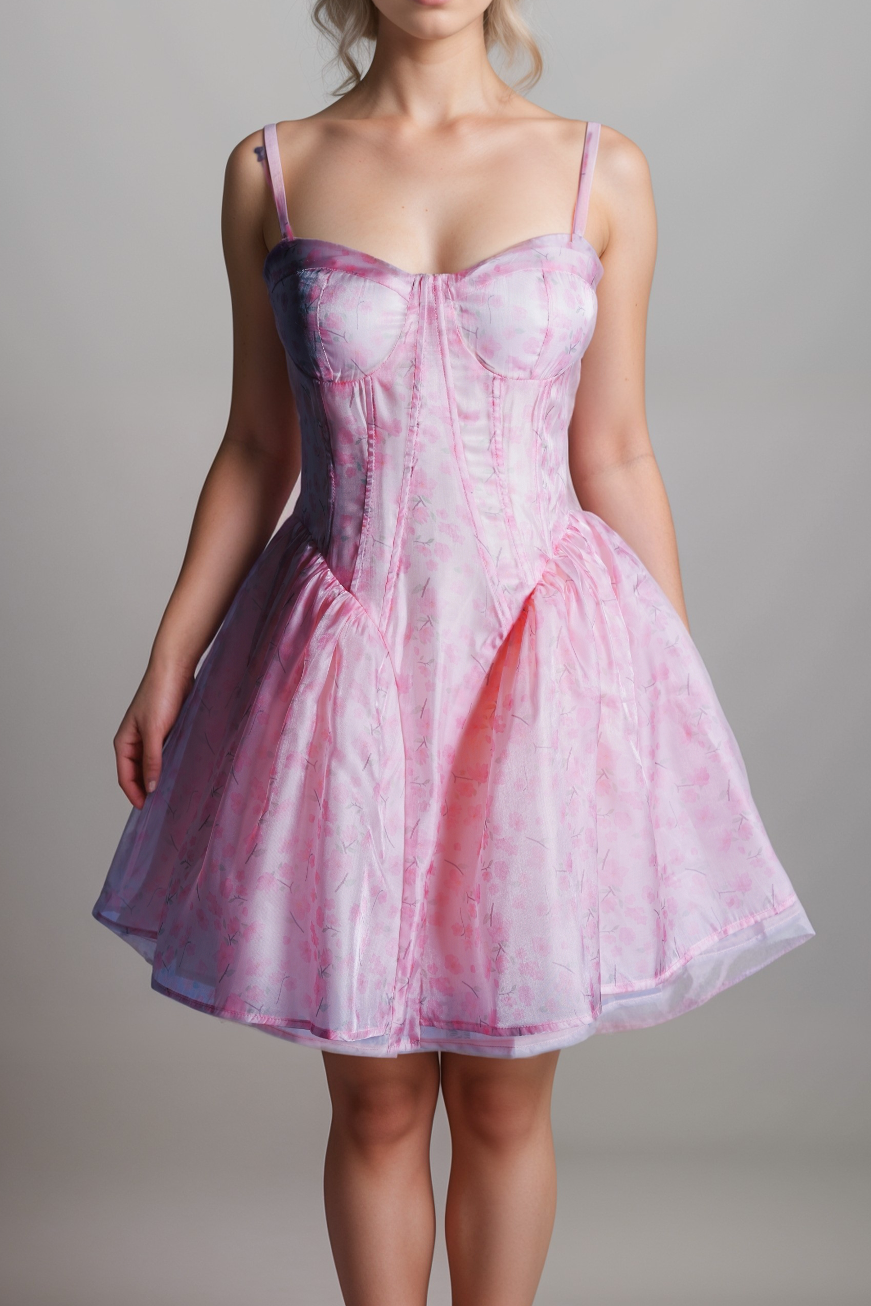 flower printed mini dress in pink