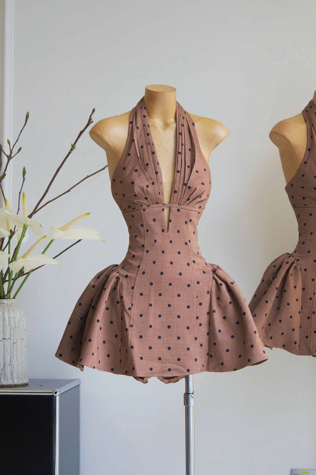 Tiffany Plunge Dot Mini Dress