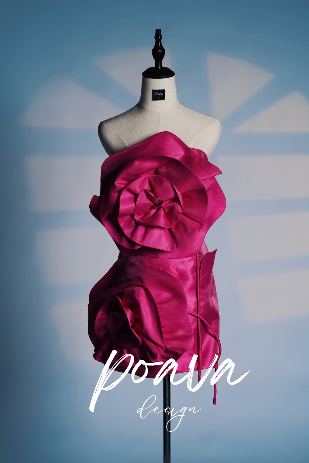 Voluminous Flower Design Dress - Fuchsia