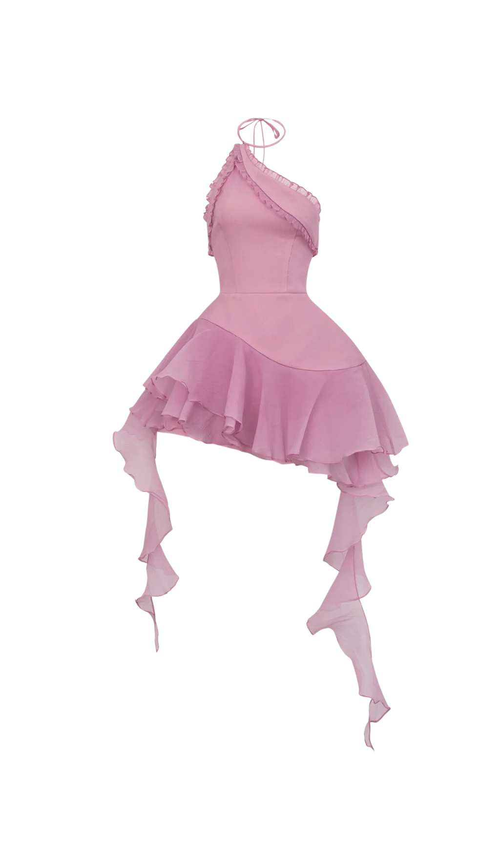 jessica halter ruffle trim mini dress in purple