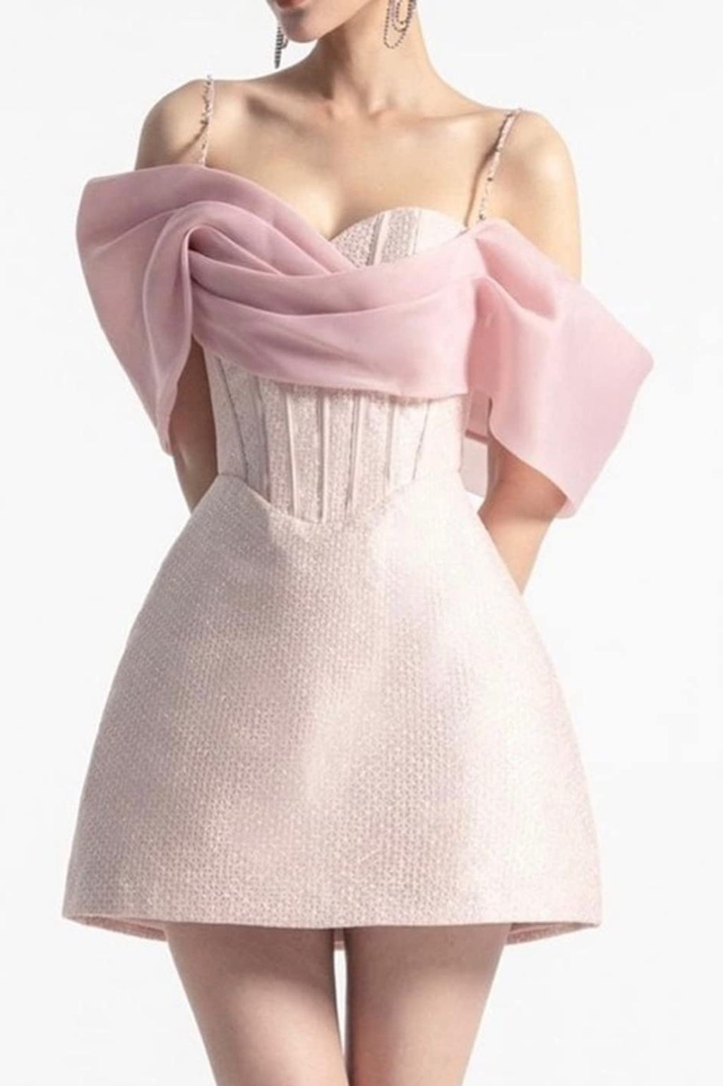 STRAP CORSET MINI DRESS IN PINK-Dresses-Oh CICI SHOP