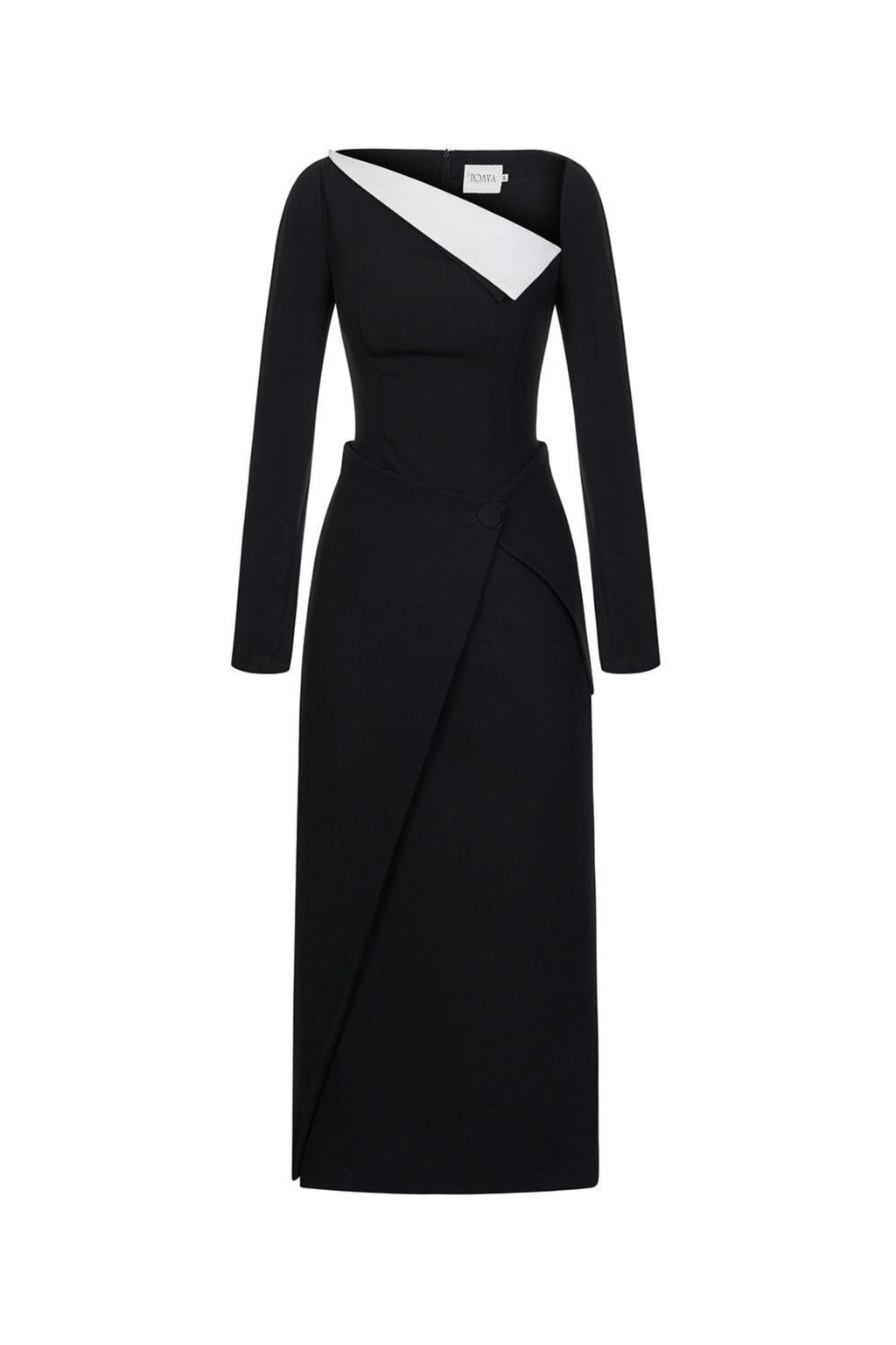 Wendy Sheath Asymmetric Neck Polycotton Midi Dress