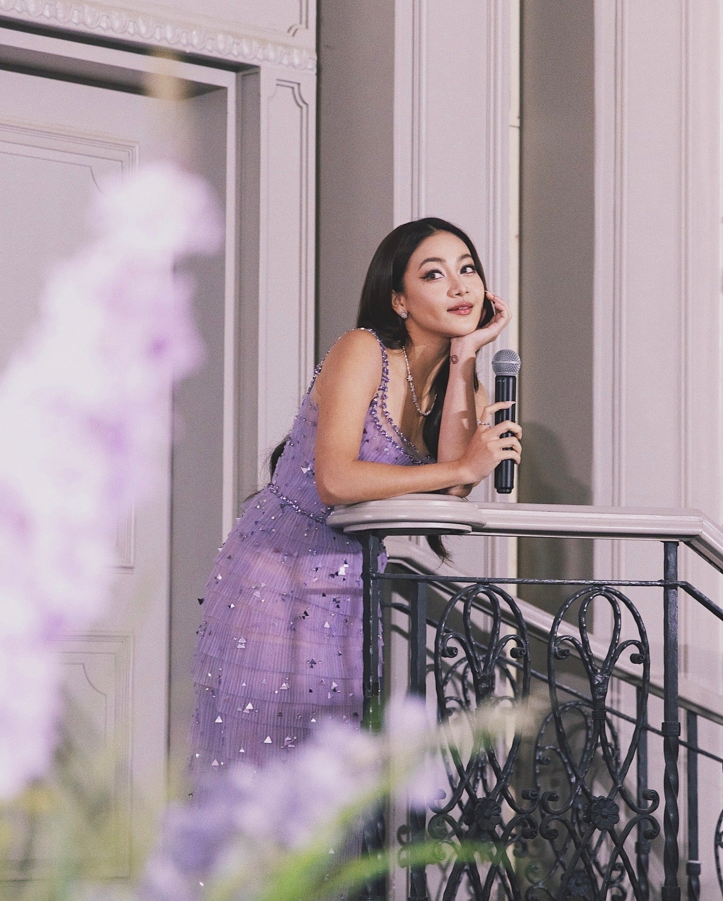 EMBELLISHED MAXI DRESS IN PURPLE