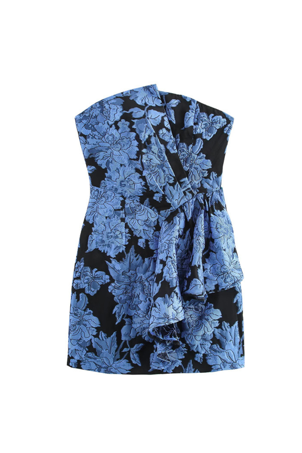 Kayla Jacquard Strapless Mini Dress In Blue