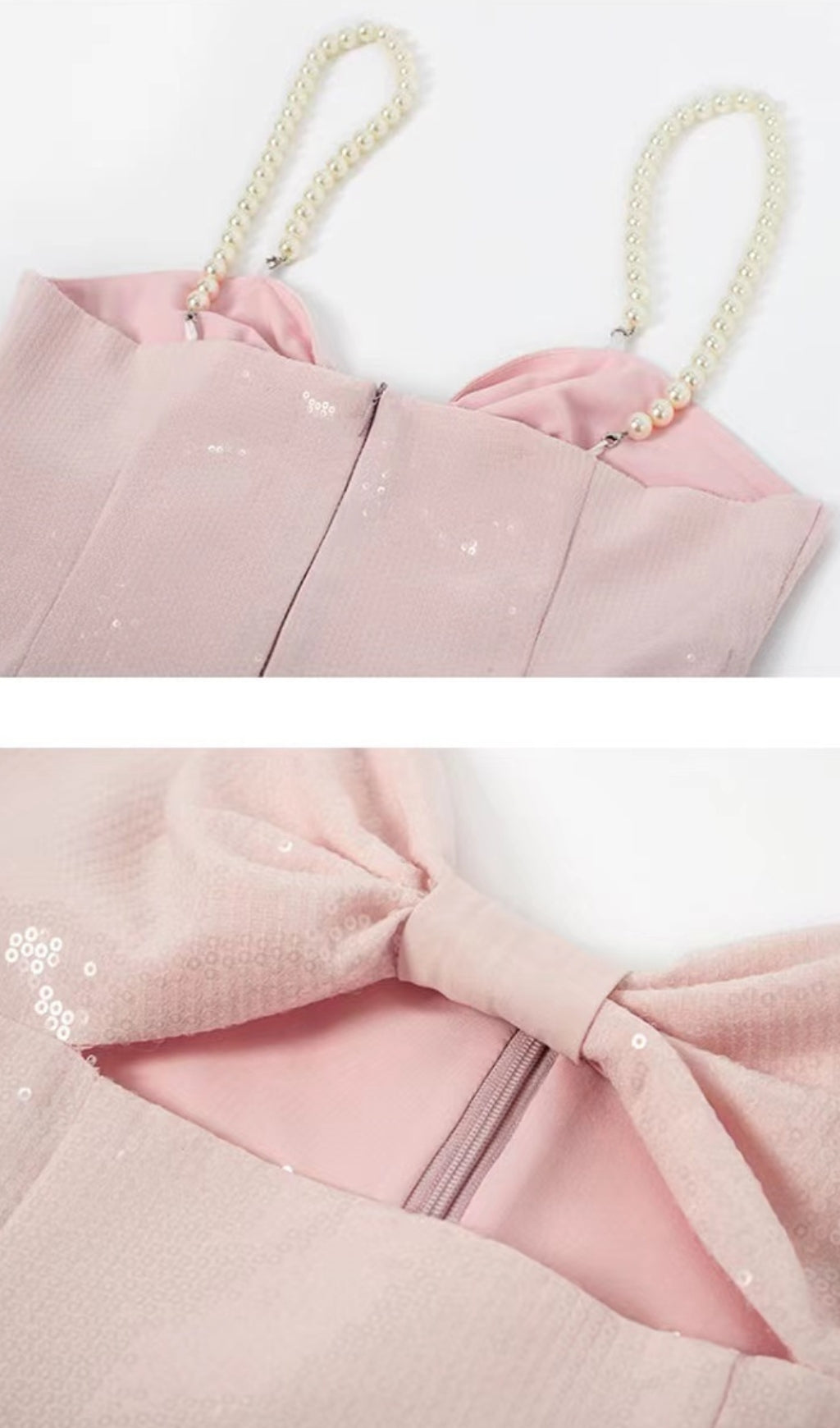 PEARL STRAPPY SATIN MINI DRESS IN PINK