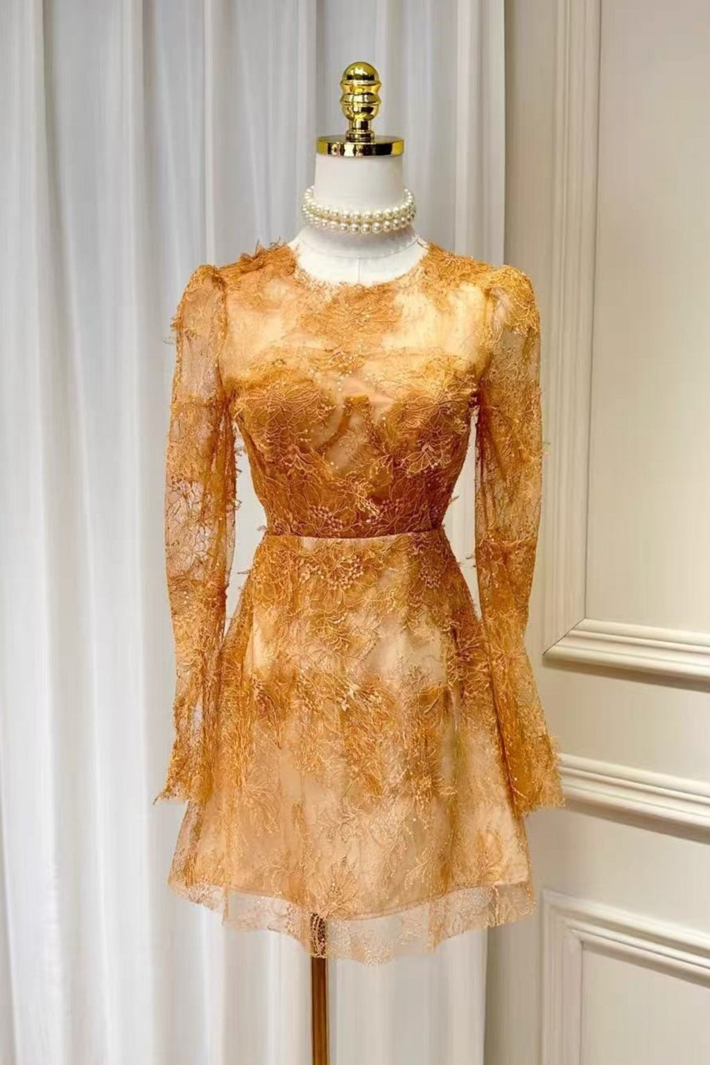 HONEY BEADED LACE MINI DRESS