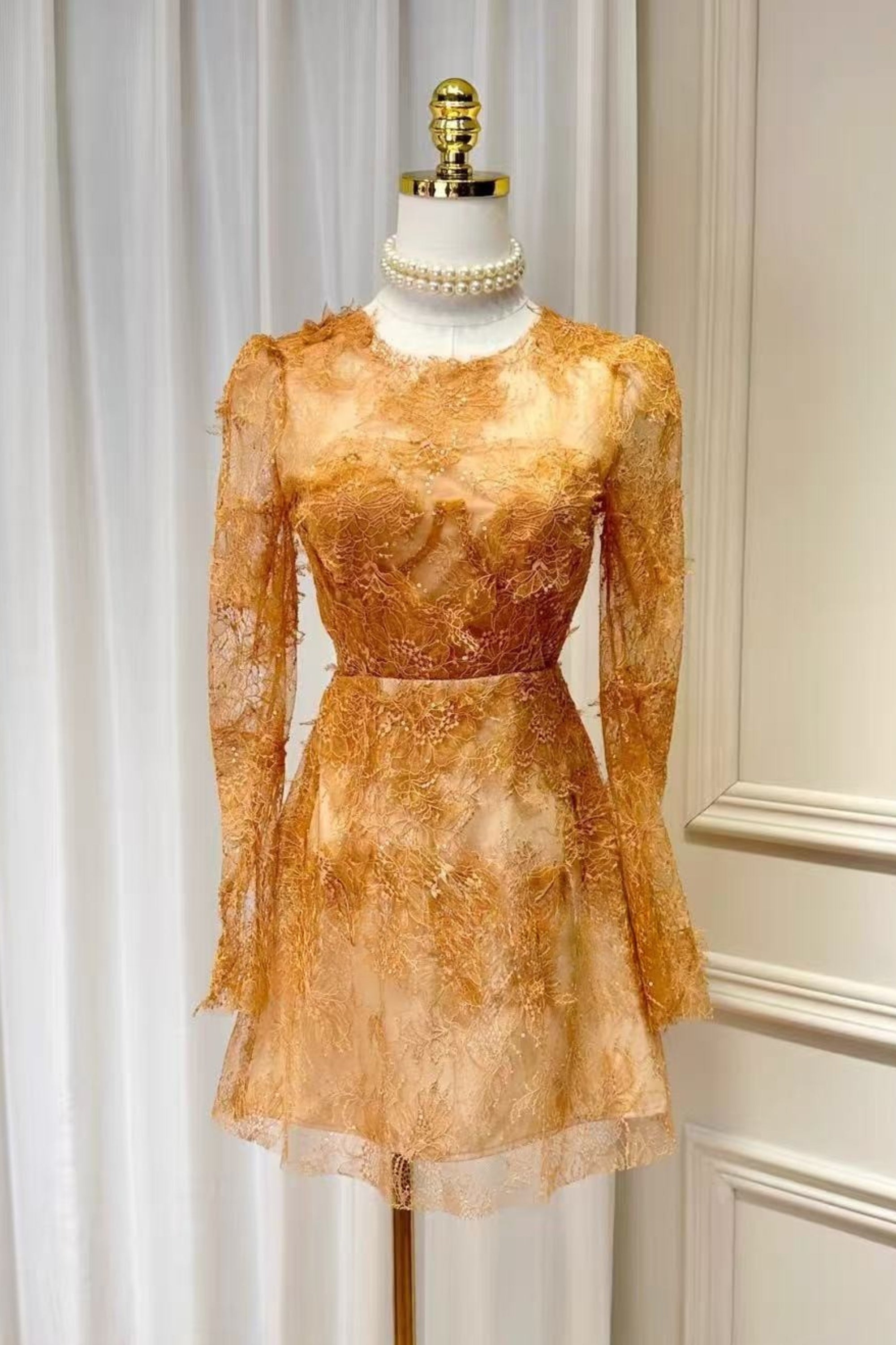 HONEY BEADED LACE MINI DRESS