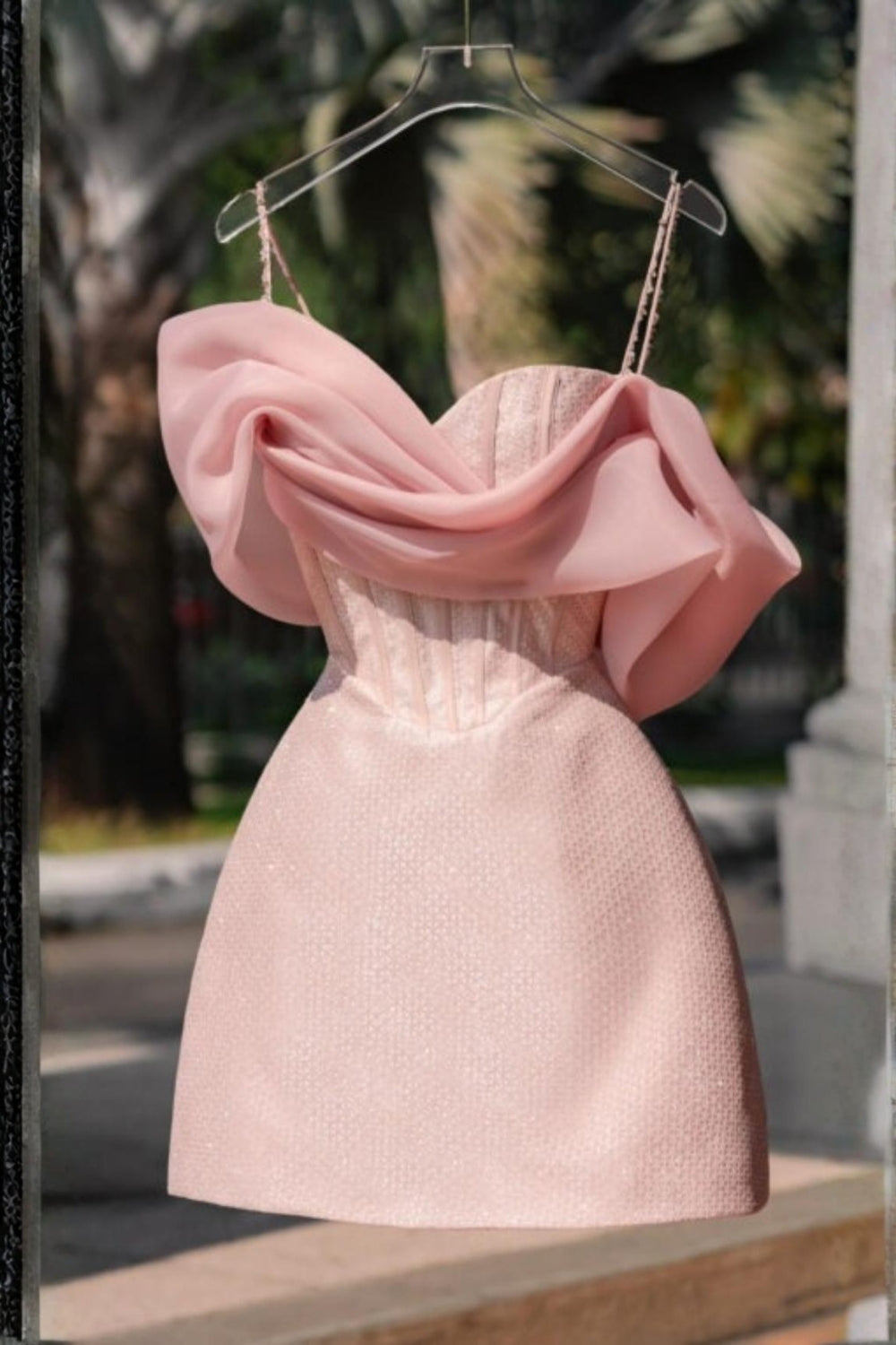 STRAP CORSET MINI DRESS IN PINK