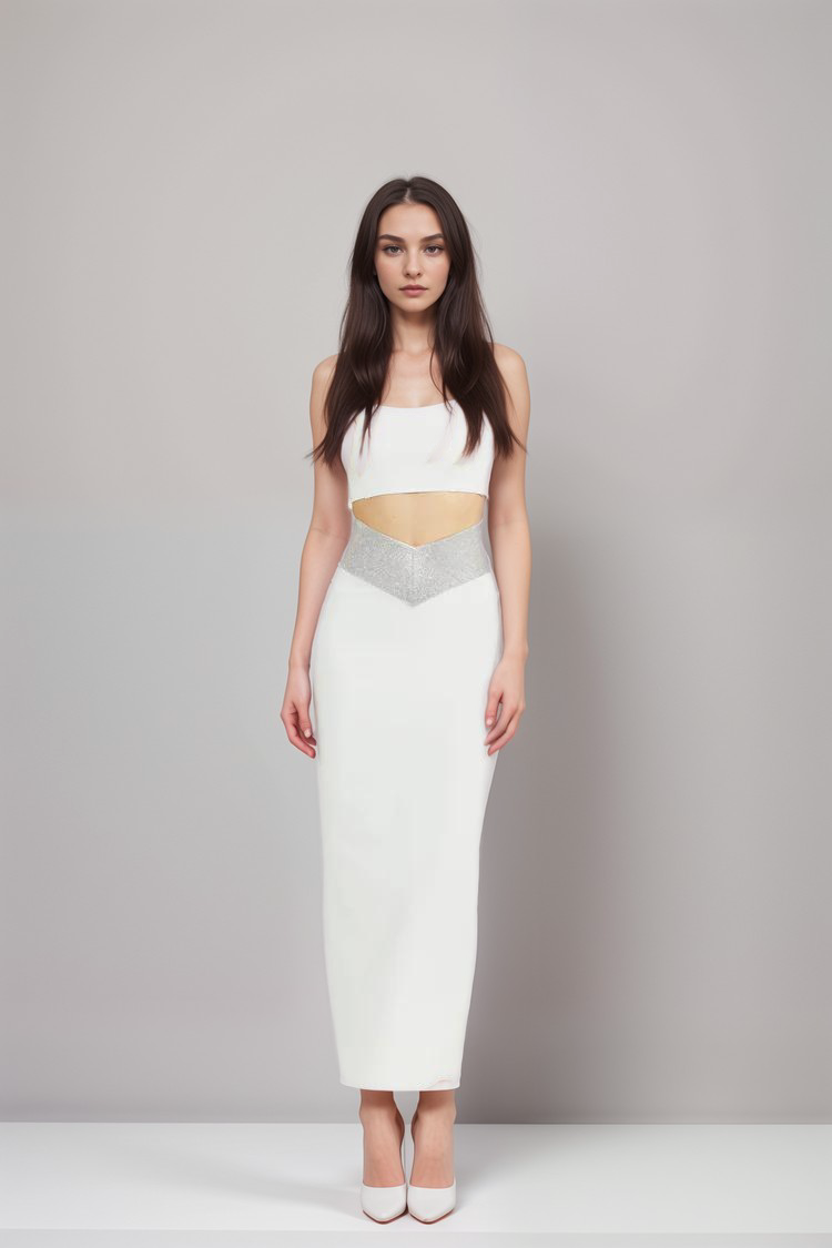 Thérèse crystal-strap top & skirt matching set