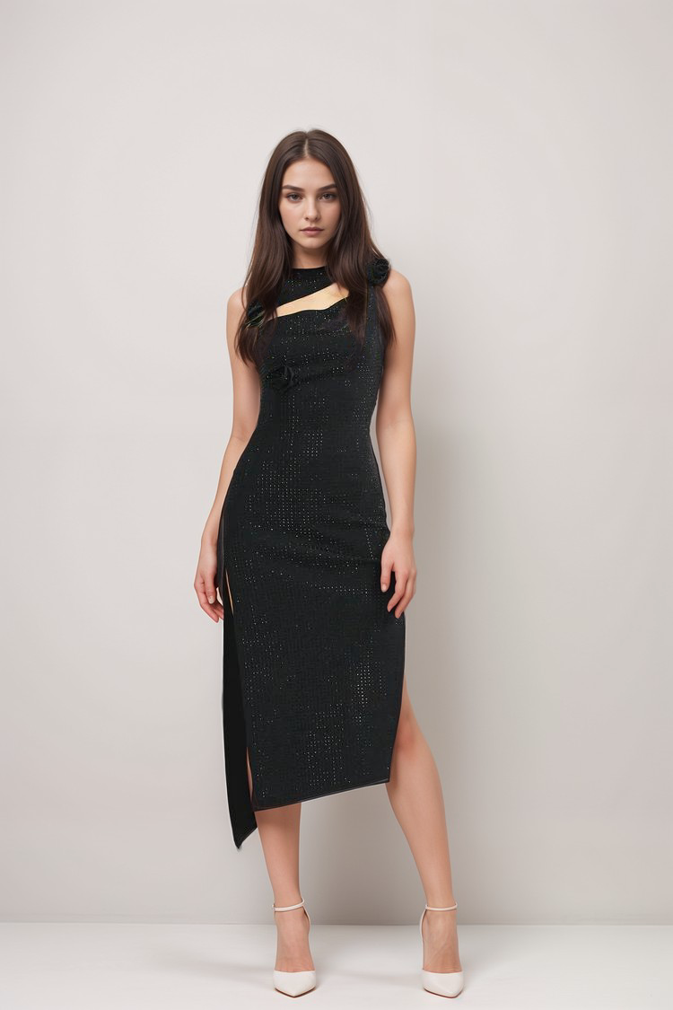 Solange embellished asymmetric midi dress