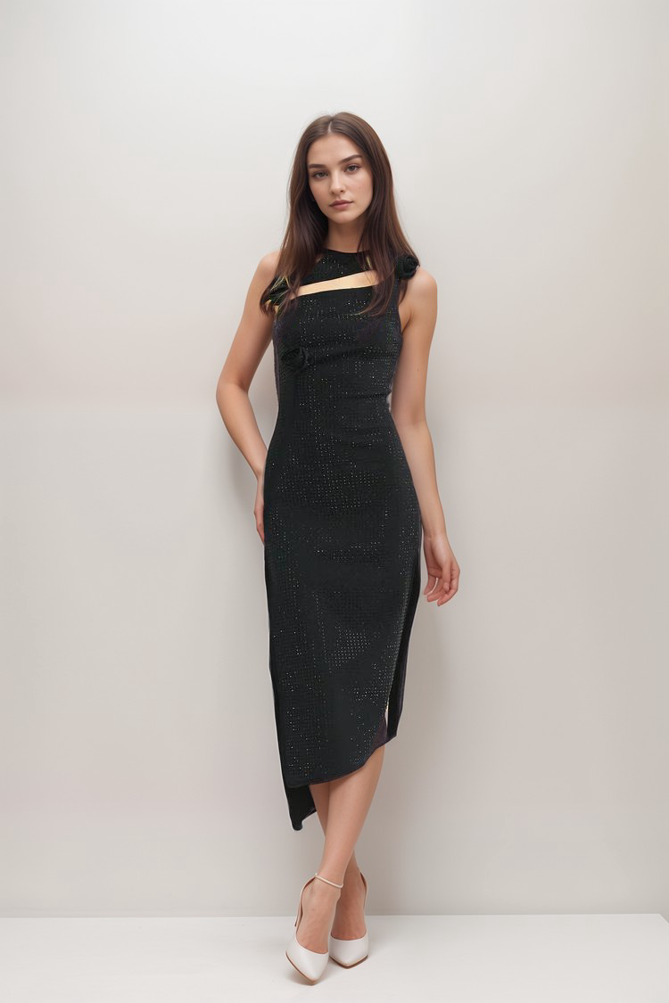 Solange embellished asymmetric midi dress