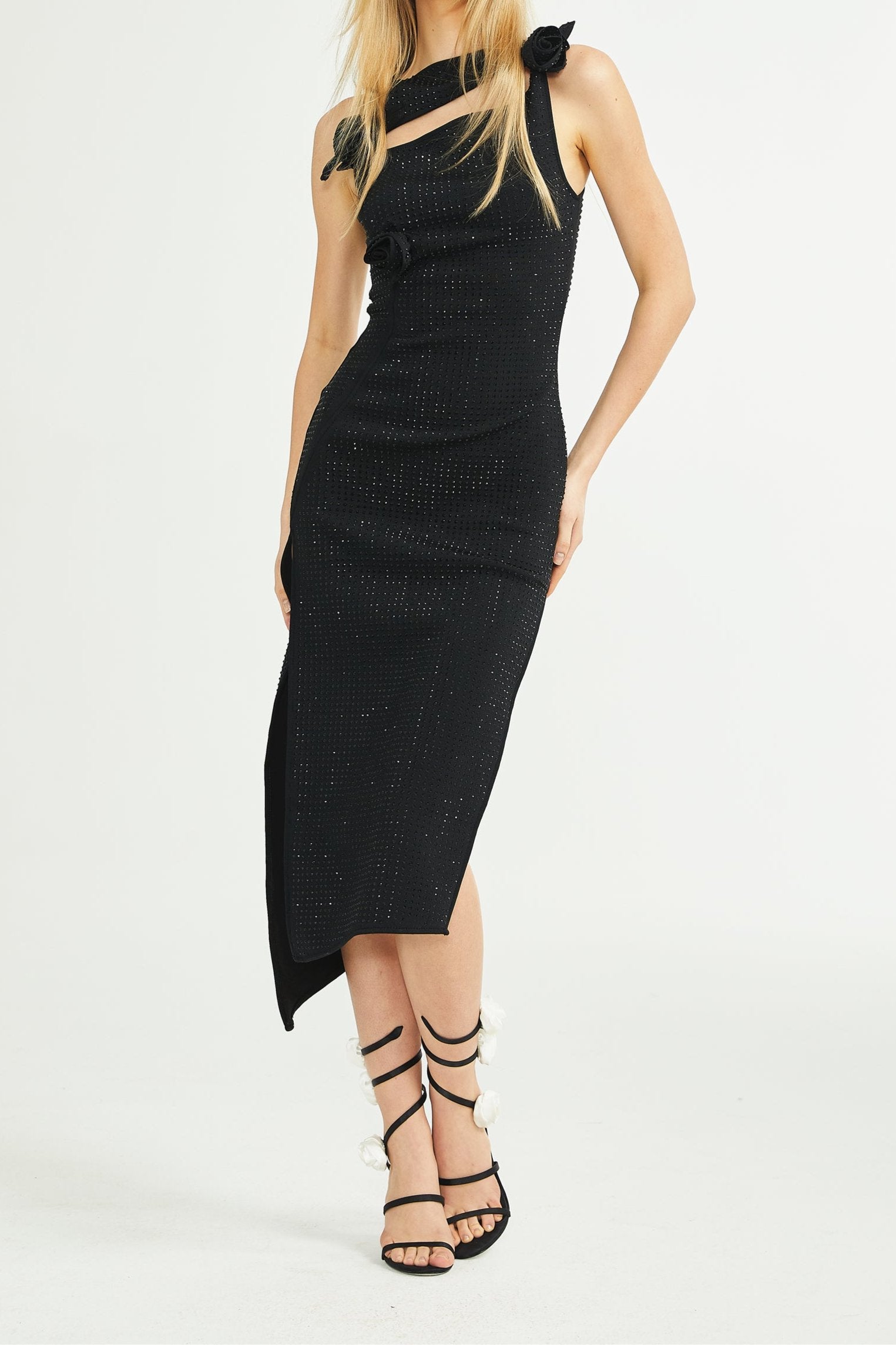 Solange embellished asymmetric midi dress