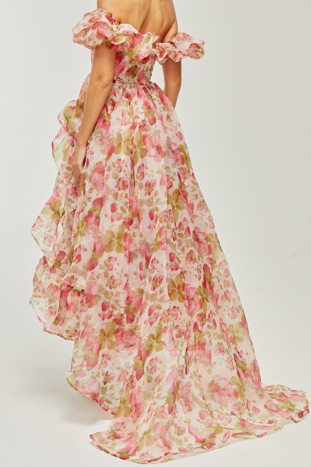Geneviève fruit-print ruffled maxi dress