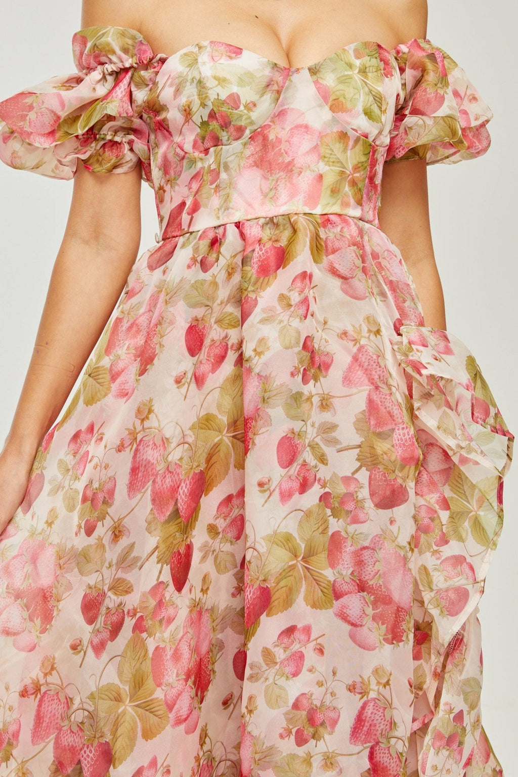 Geneviève fruit-print ruffled maxi dress