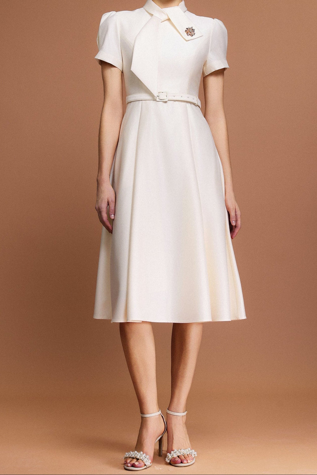 josephine Short Sleeves Diamond Midi Dress